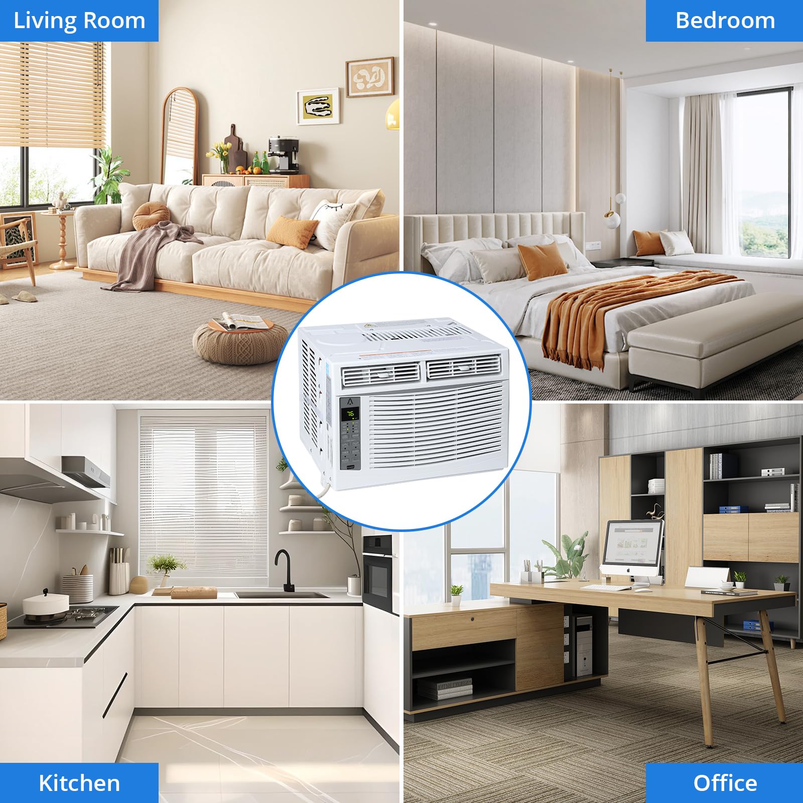 6000 BTU Window Air Conditioner - Cools Up to 250 Sq Ft, Quiet AC Unit with Remote Control & 3 Speed Settings - Perfect for Bedrooms, Small Offices & Apartments (White)