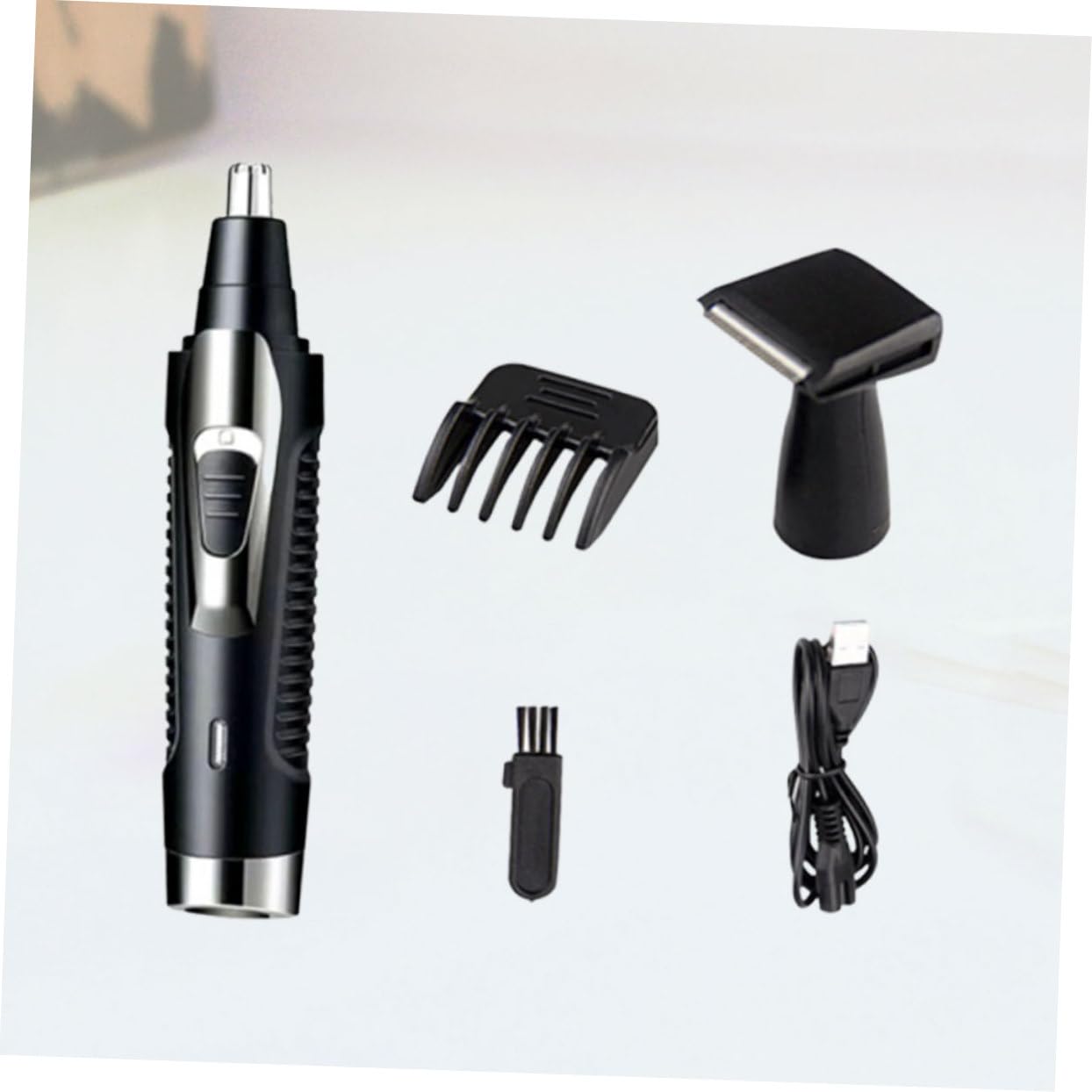 IPetboom Rechargeable Electric Nose Hair Trimmer for Men - Painless Nose & Ear Hair Removal, Washable & Portable Grooming Kit - Perfect for Travel, Home & Office Use - Black