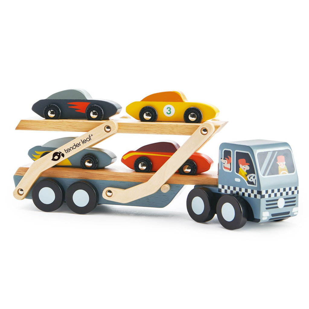 Tender Leaf Wooden Car Transporter Toy for Kids - Perfect for Imaginative Play, Preschool Learning, and Toddler Gift Ideas