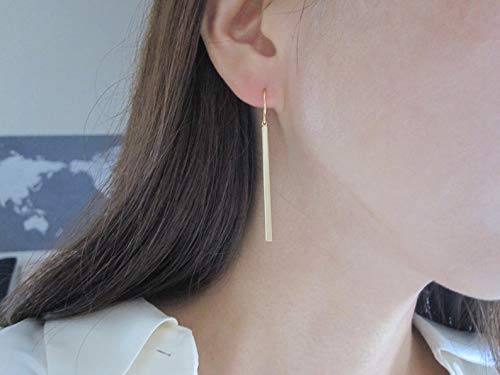 YANCHUN 18K Gold Plated Long Bar Pendant Lariat Necklace & Stud Earrings Set for Women - Elegant Layered Jewelry for Party, Wedding & Everyday Wear