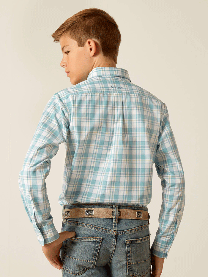 Ariat Kids Pro Series Edward Classic Fit Shirt - Turquoise Western Shirt for Boys & Girls - Perfect for Rodeo, Horse Riding & Casual Wear