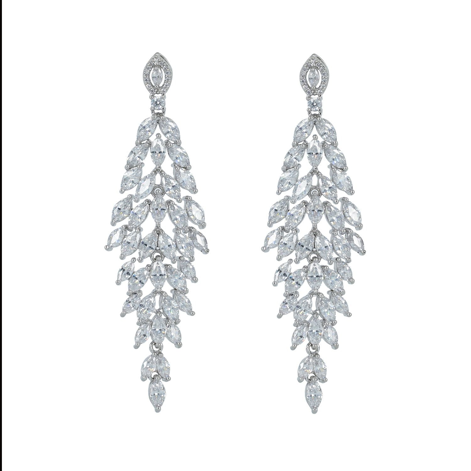 Cubic Zirconia CZ Copper Wedding Dangle Earrings for Women - Elegant Bridal Jewelry Gift for Bride, Bridesmaids & Special Occasions