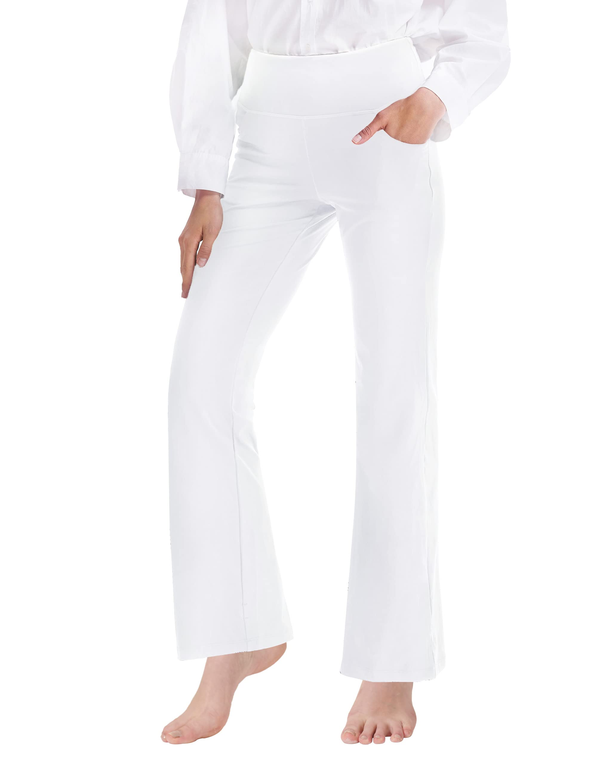 Cifupy Women's High Waist Bootcut Yoga Pants with Pockets - 4-Way Stretch Workout & Lounge Pants - Bootleg Yoga Dress Pants for Gym, Office & Casual Wear