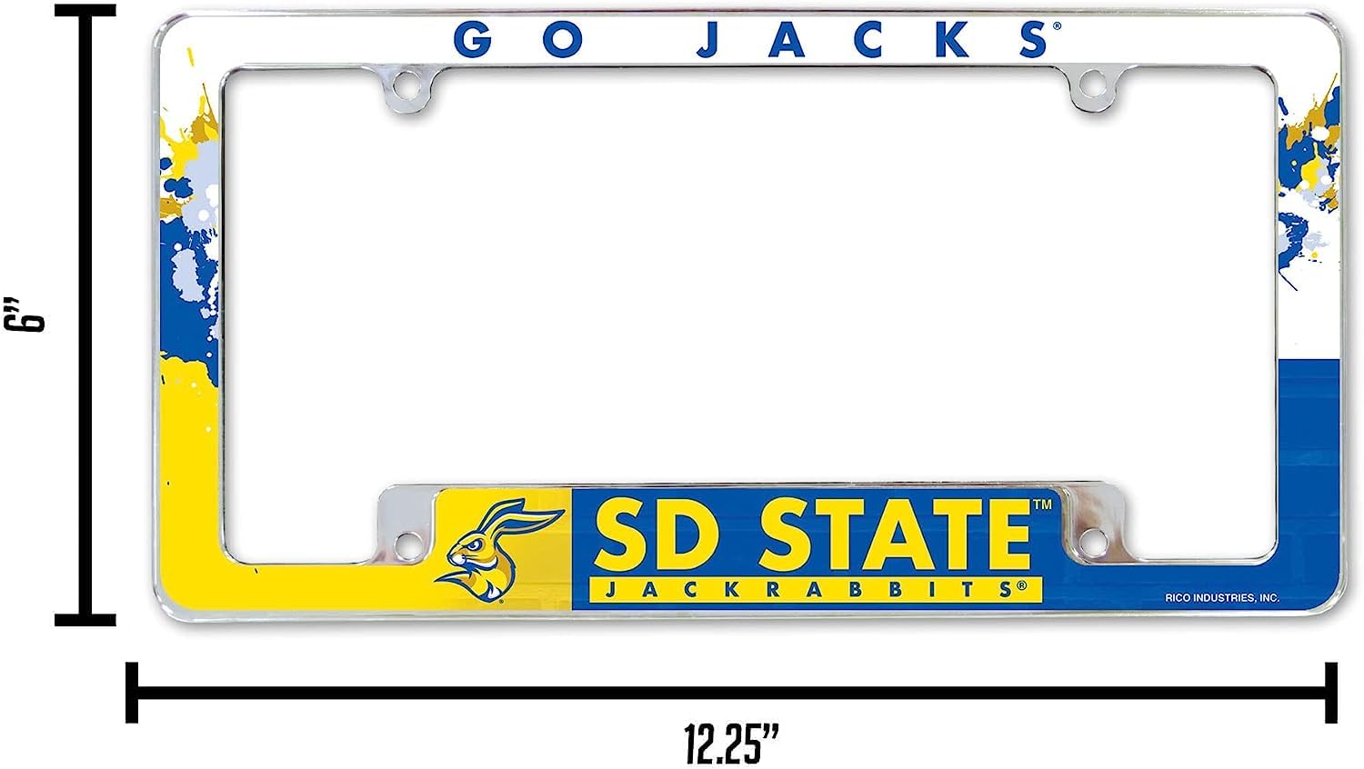 Rico South Dakota State Jackrabbits Chrome Metal License Plate Frames - Set of 2, Bold Full Frame Design for Cars & Trucks - Perfect for Alumni, Fans & College Sports Enthusiasts