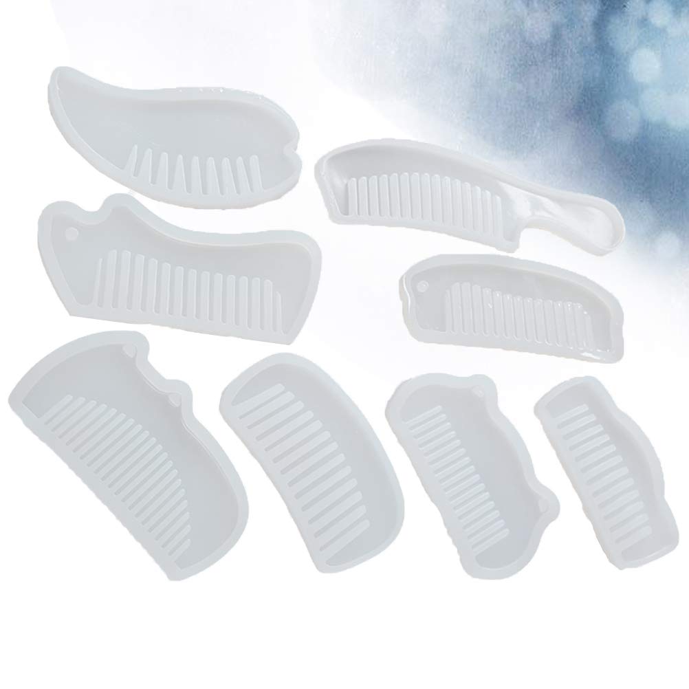 SUPVOX 8pcs Silicone Comb Molds for Resin Epoxy Casting - DIY Hair Comb Making Kit for Crafting, Jewelry Making, and Unique Gift Creation (Perfect for Home Decor & Handmade Accessories)