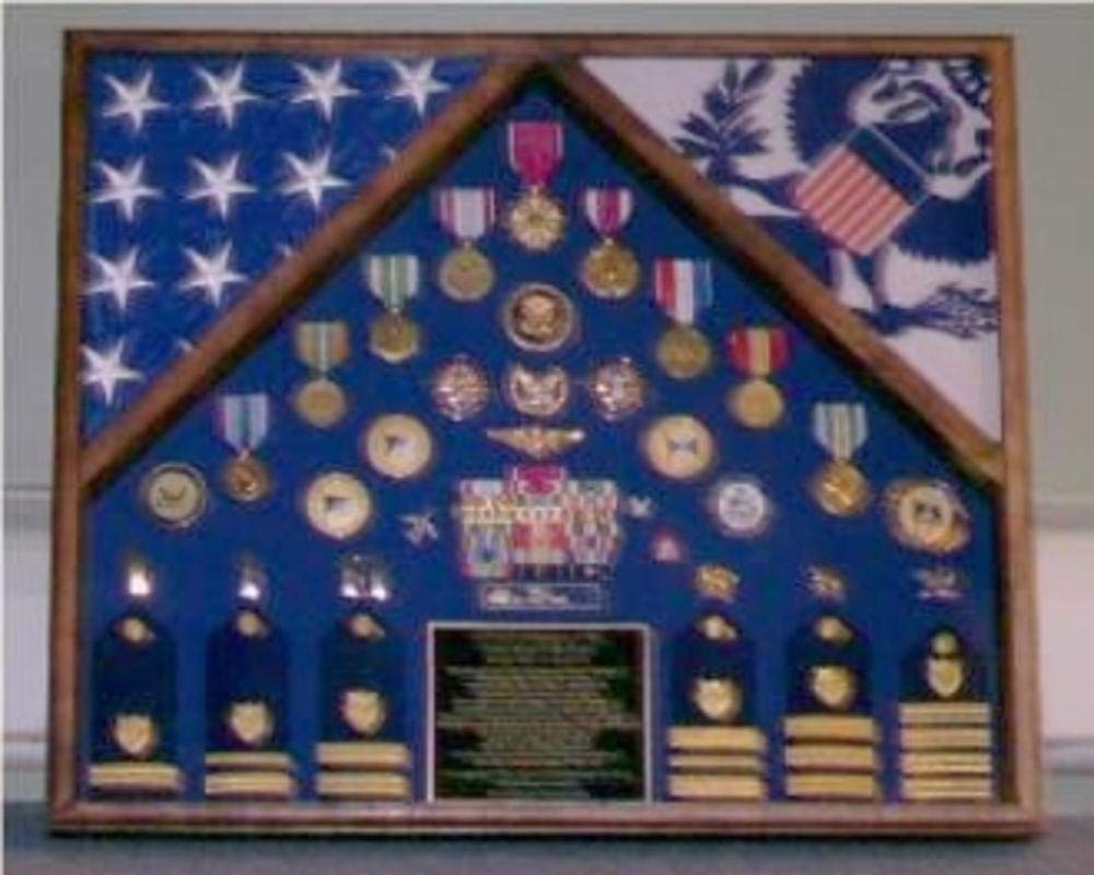 Military 2 Flag Shadow Display Case - Premium American Flag Presentation Box for Home & Office Decor | Perfect for Veterans Day, Memorial Day & Patriotic Events