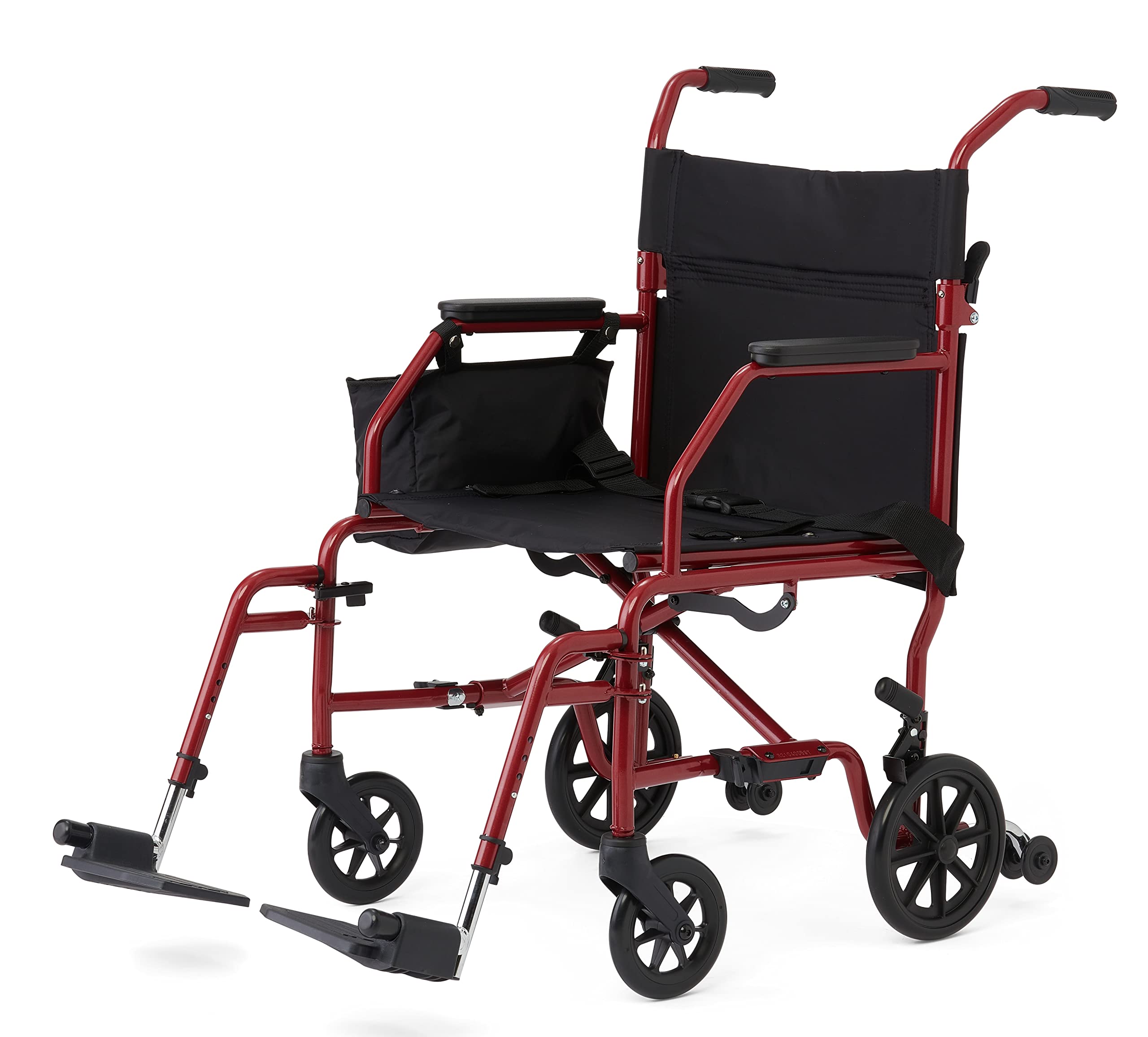 Medline Steel Transport Wheelchair - Foldable Lightweight Wheelchair with Desk-Length Arms & Anti-Tippers for Seniors & Disabled - Ideal for Travel, Hospitals & Home Care