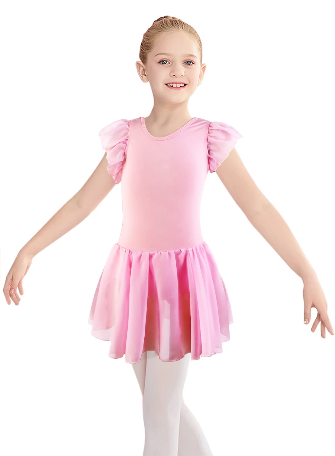 Belovance Toddler Ballet Leotard for Girls - Flutter Sleeve Dance Dress with Tutu Skirt - Black, Purple, Pink - Perfect for Ballet, Gymnastics & Dance Classes (Ages 2-5)