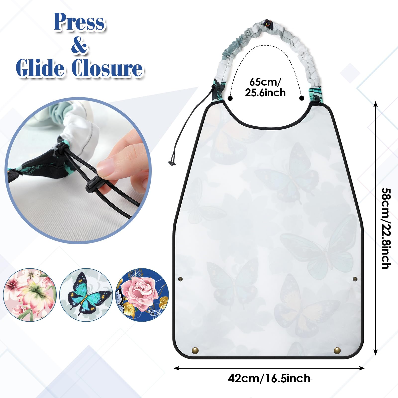 Shihanee 3 Pack Waterproof Adult Bibs for Women - Adjustable Neck Closure, Crumb Catcher - Ideal for Elderly Care, Mealtime & Dining Protection