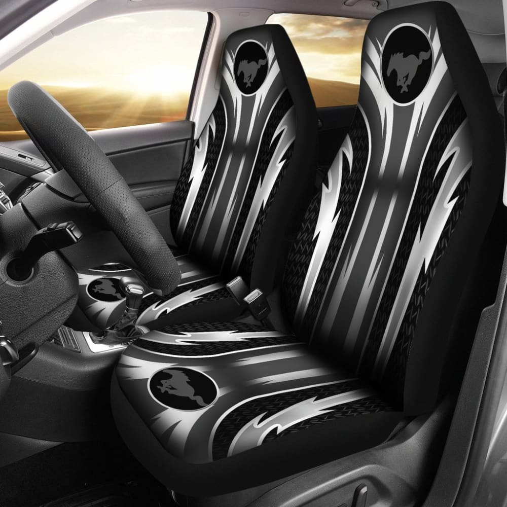 Premium 2-Piece Front Mustang Seat Covers in Grey (Fits 144627) - Durable Car Seat Protectors for Ford Mustang | Perfect for Daily Commuting, Road Trips & Car Shows