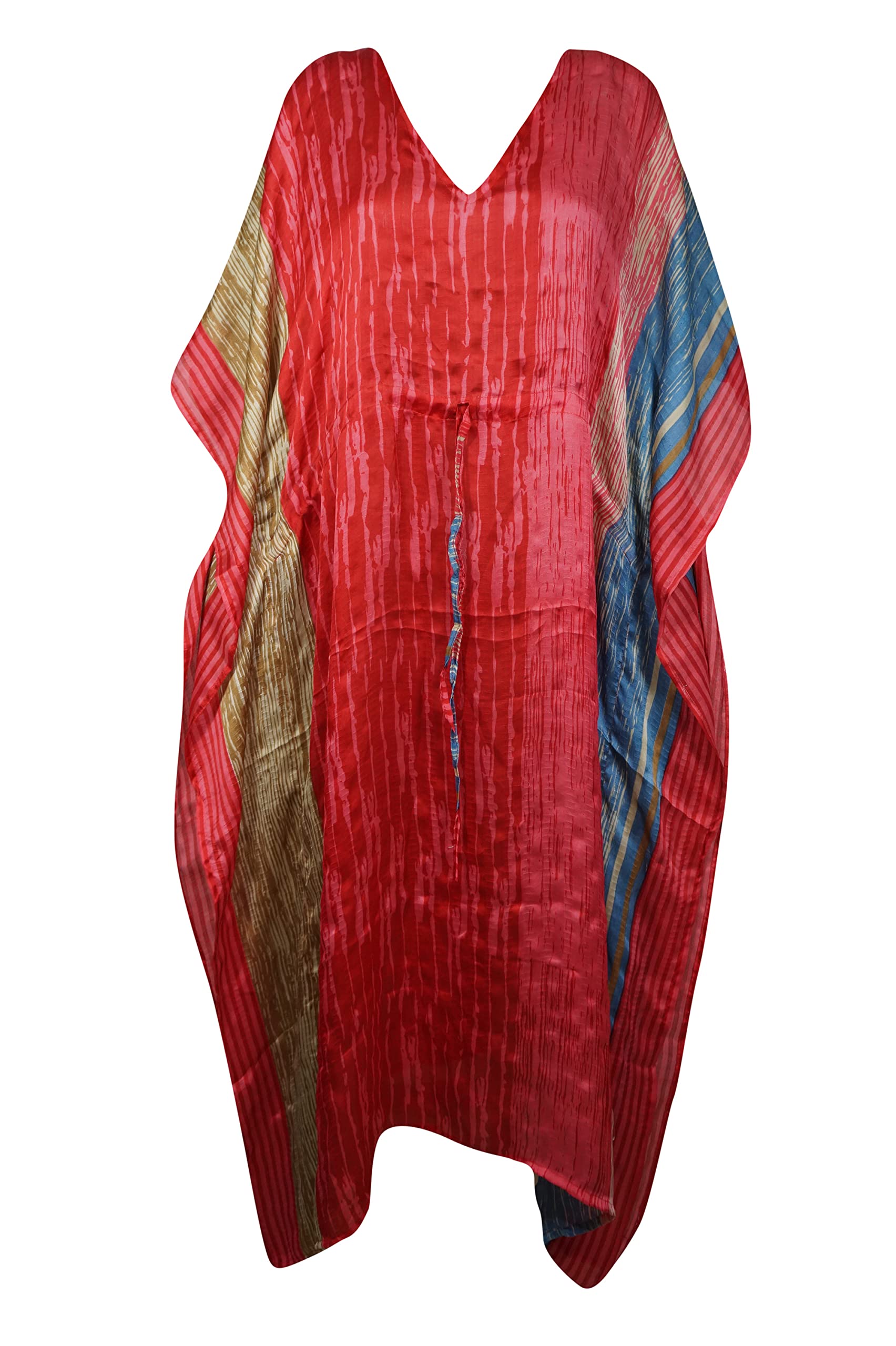 Eco-Friendly Red Silk Kaftan Maxi Dress for Women - Handmade Fall Fashion Beach Cover Up, Flowy Cruise & Travel Kimono Dress (Sizes L-3XL) | Perfect for Beach Vacations, Resort Wear & Summer Evenings