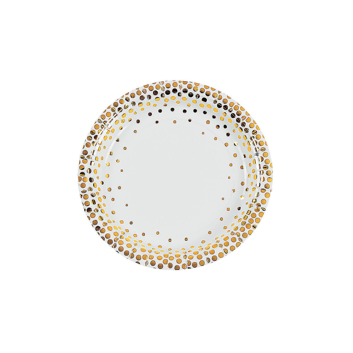 Elegant Gold Foil Polka Dot Disposable Dessert Plates - 8-Piece Set for Weddings, Parties & Special Events - Stylish White & Gold Printed Tableware for Cake, Candy & Appetizers