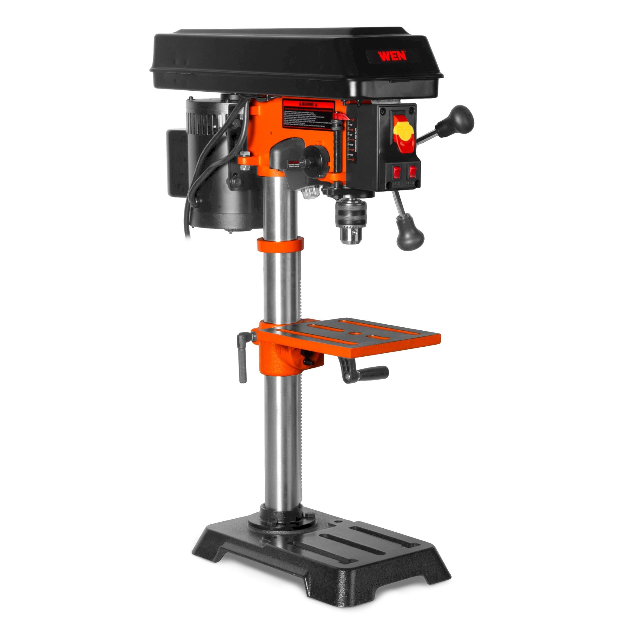 WEN DP1050 10-Inch Benchtop Drill Press – 6.2 Amp 5-Speed Motor, Cast Iron Construction with Laser & LED Work Light – Perfect for Woodworking, Metal Drilling & DIY Projects