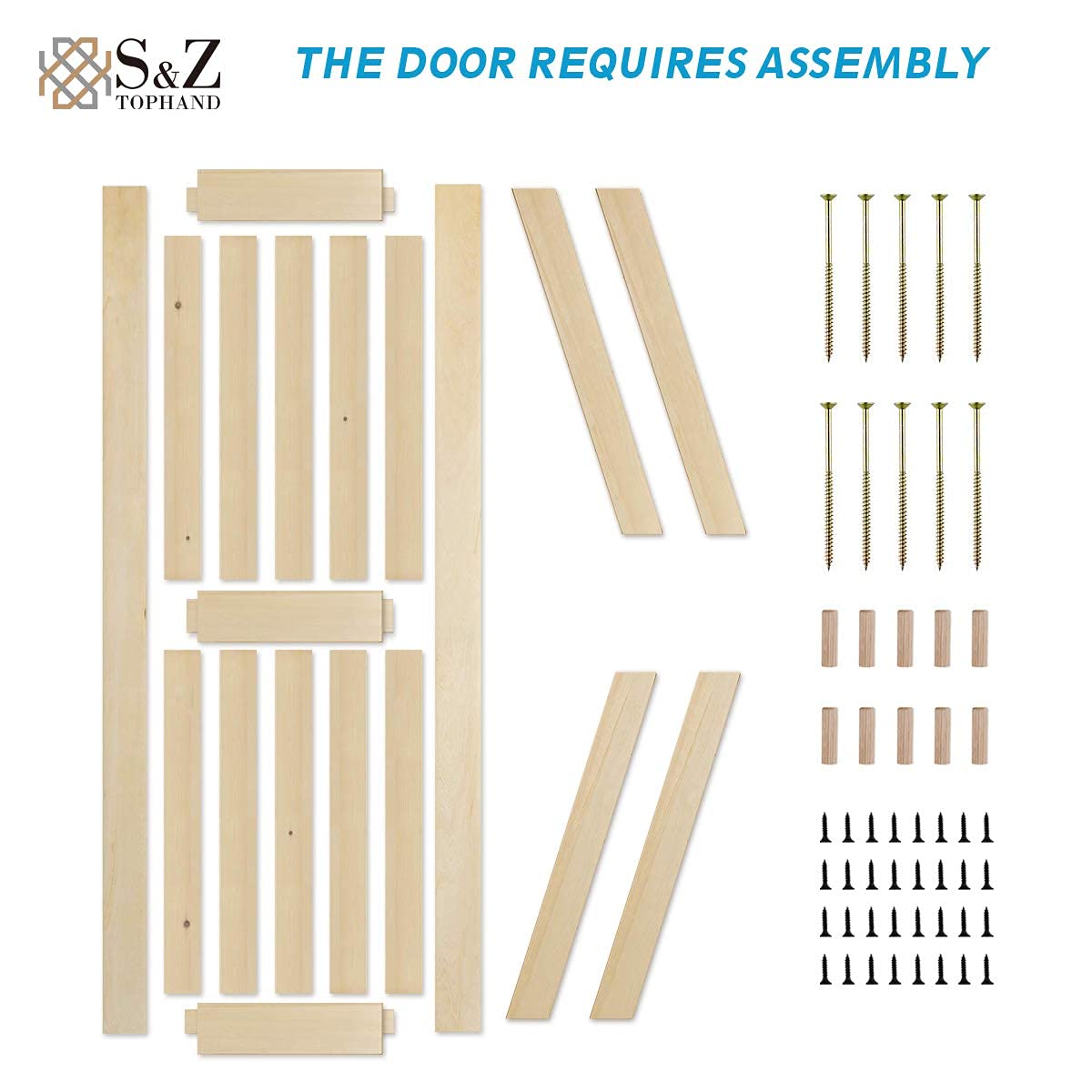 24x84 Inch Unfinished British Brace Knotty Barn Door with 8FT Sliding Hardware Kit - Solid Wood Double Surface Sliding Door for Home & Office (24x2 Door + Big Wheel) - Perfect for Rustic Farmhouse, Loft, and Industrial Style Interiors