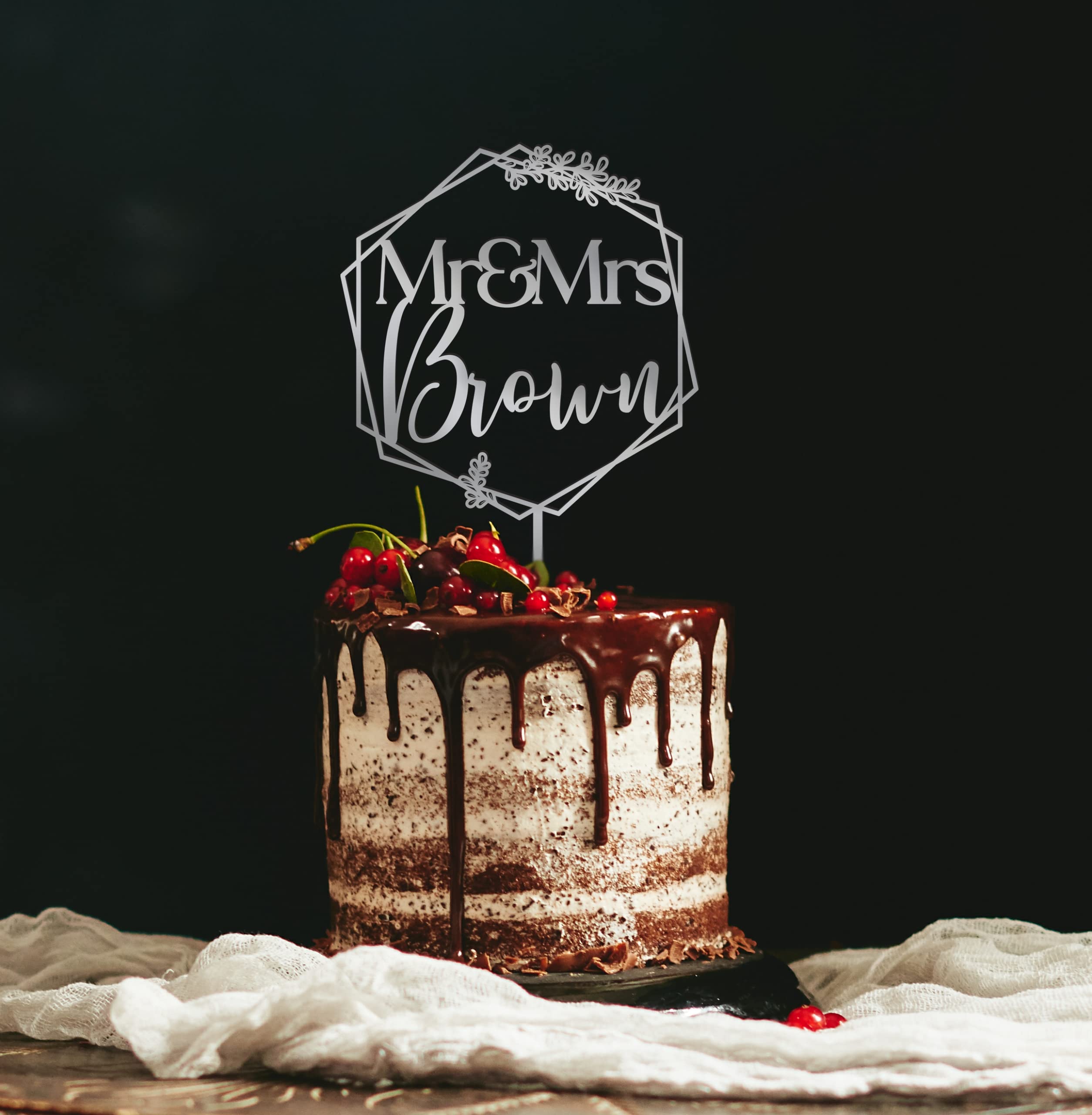 Custom Wedding Cake Toppers - Personalized Mr & Mrs Cake Topper with Elegant Script - Perfect for Wedding Cakes, Anniversary Celebrations & Bridal Showers