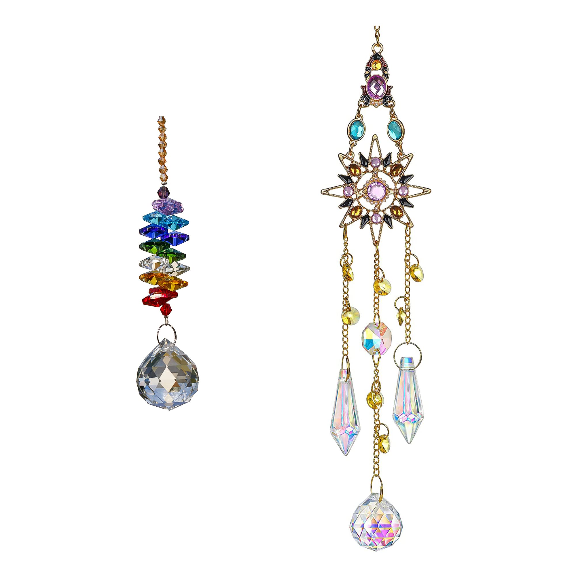 Rainbow Window Prisms - Hanging Crystal Suncatchers for Indoor Decor, Stained Glass Effect Light Catcher for Home, Office, Nursery & Meditation Spaces