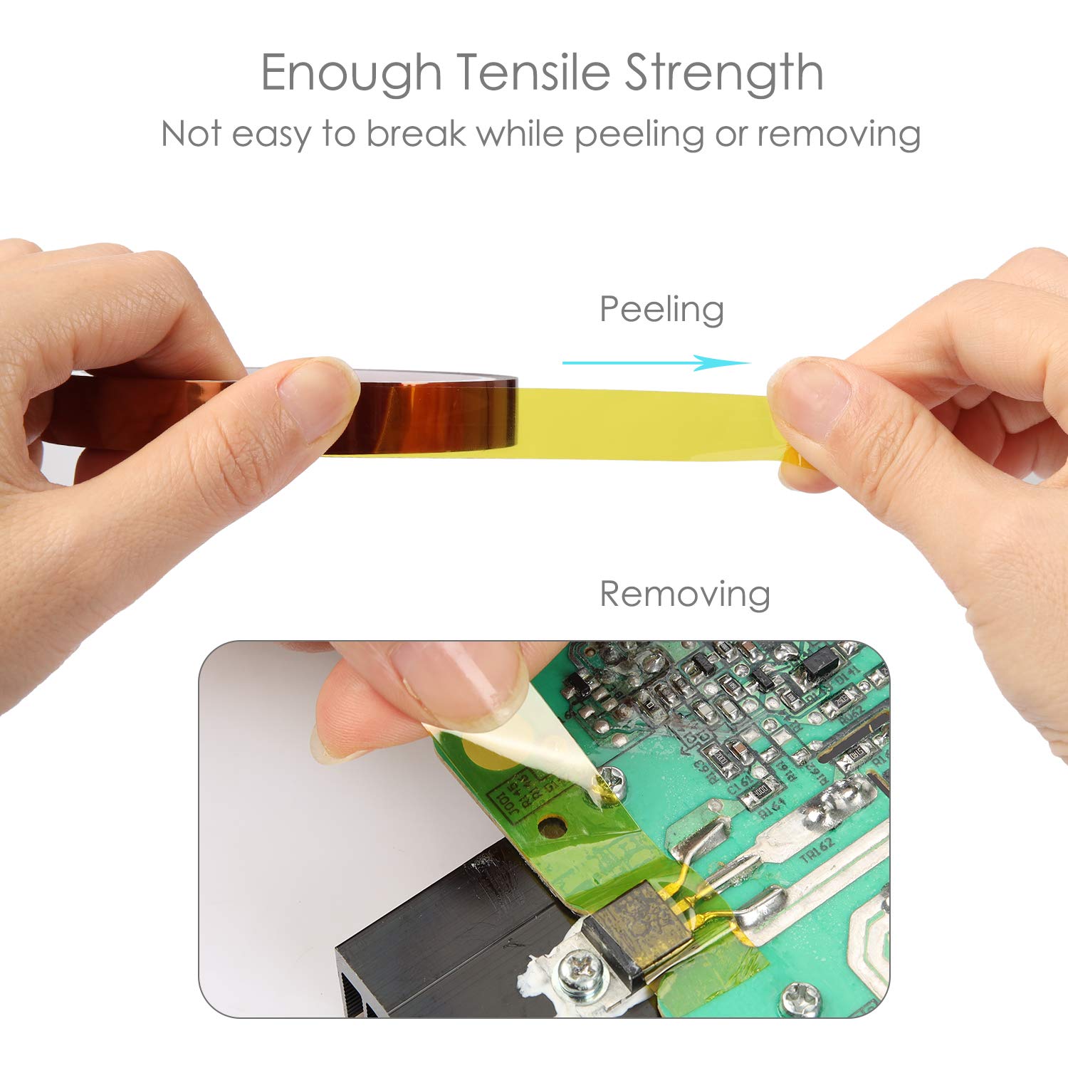 High Temperature Resistant Polyimide Kapton Tape with Silicone Adhesive - 2 Rolls x 1 Inch for Masking, Soldering & Electrical Insulation - Perfect for Electronics Repair, 3D Printing & HVAC Applications