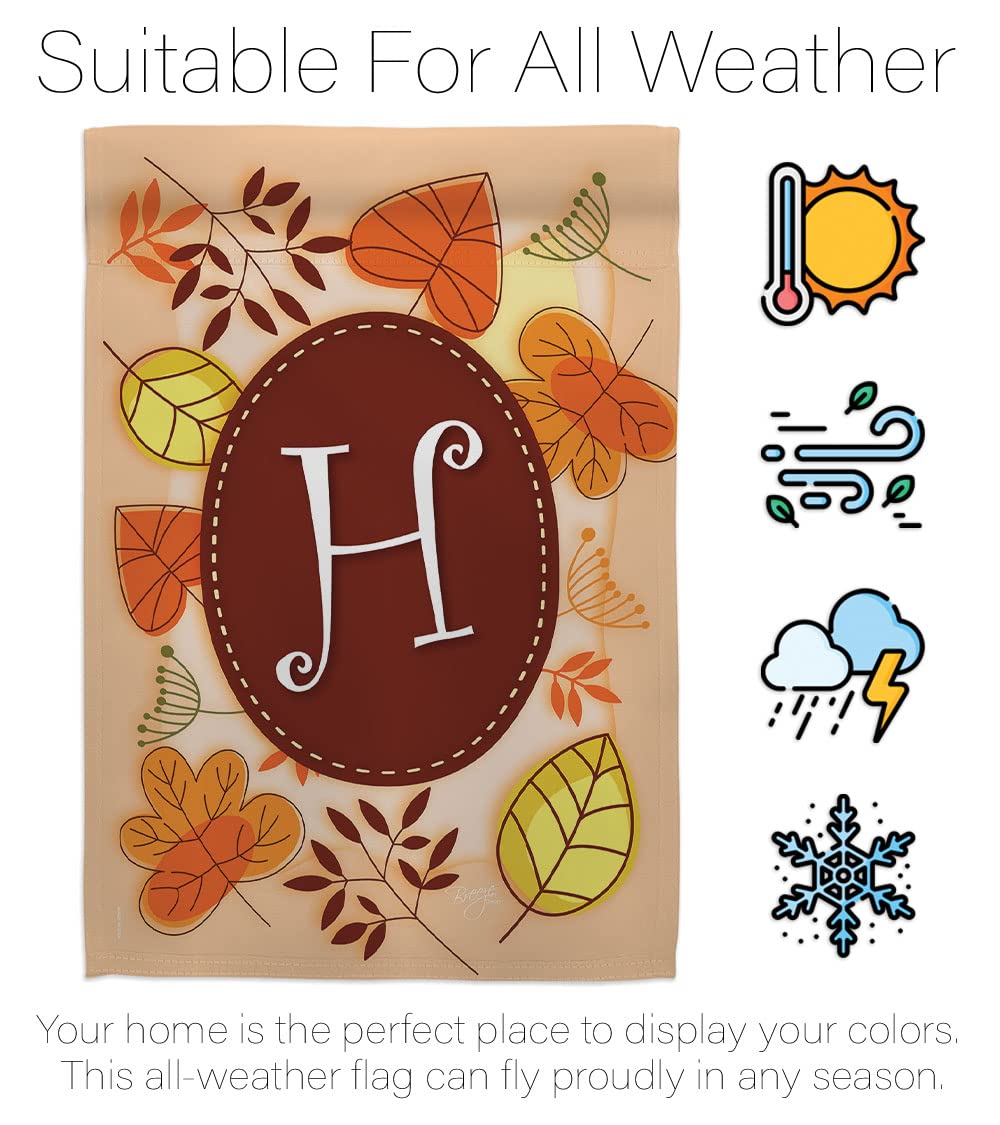 Breeze Decor Autumn H Initial Fall Flag Set 28x40