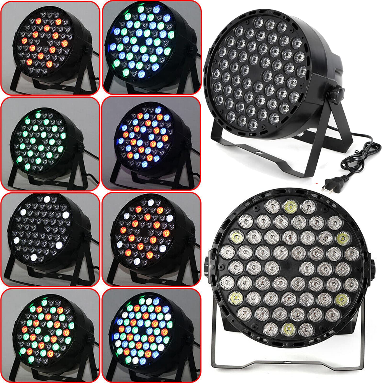 8 Pack RGB 54 LED Stage Lights with Sound Activation & DMX 512 Control - Remote Controlled Uplighting for DJ, Club, KTV, Disco Parties | Perfect for Stage Performances, Wedding Receptions & Nightclub Events