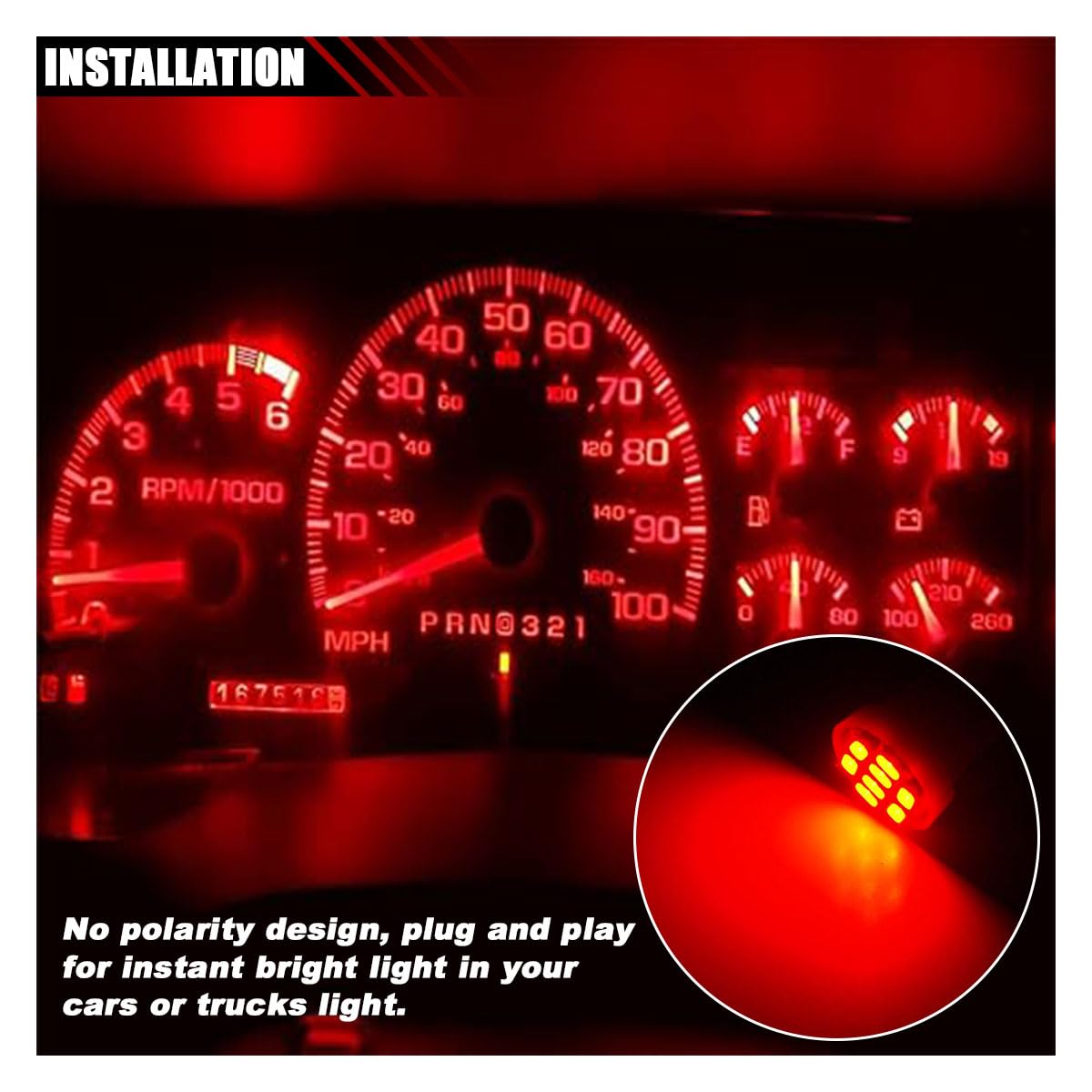 10PCS T10 194 168 LED Car Dashboard Light Bulbs - Super Bright Twist Lock Instrument Panel Lights for Gauge Cluster, Dome & Map Lights - Interior Replacement Bulbs (Red) | Perfect for Night Driving & Vehicle Customization