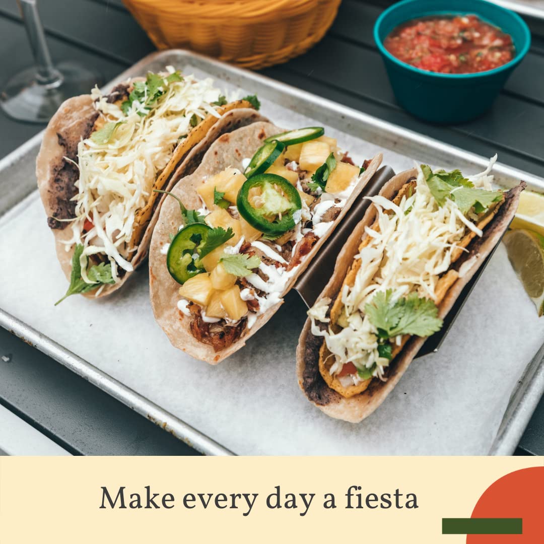 4-Pack Stainless Steel Taco Holder Stand - Truck Tray Style Taco Rack (Holds 3 Tacos Each) - 8