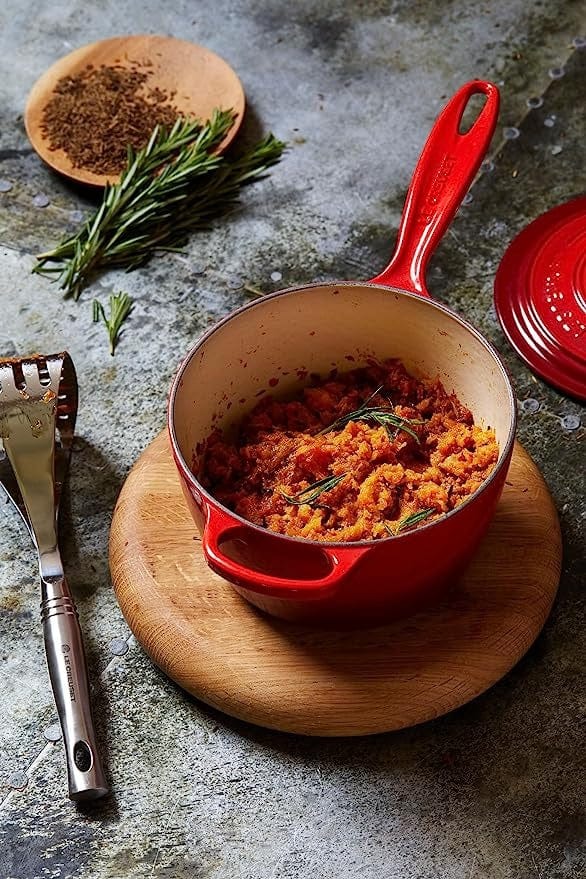 Le Creuset 2.25 Quart Enameled Cast Iron Sauce Pan with Lid - Multiple Colors (Marseille, Cerise, Flame) - Perfect for Soups, Sauces & Slow Cooking