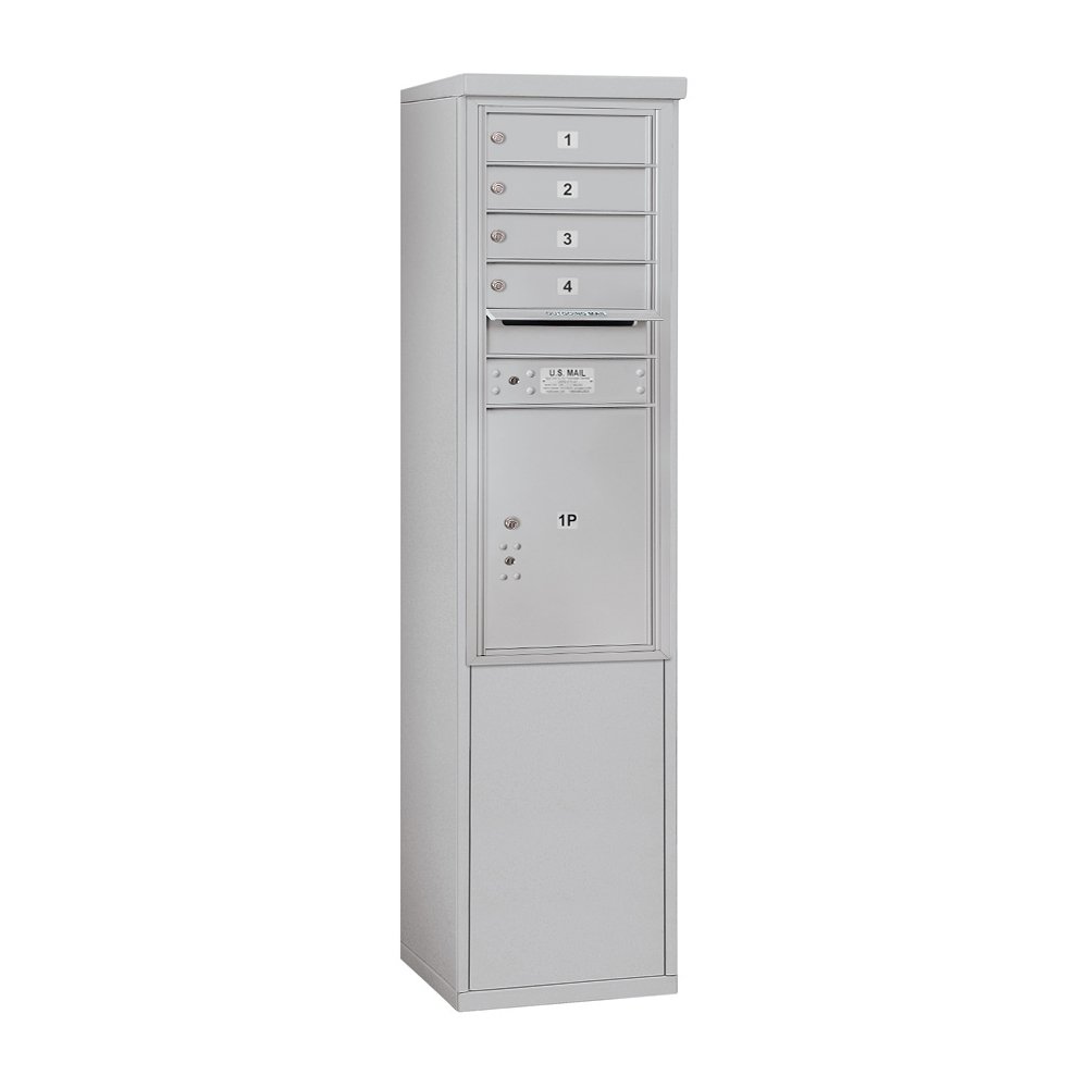 Salsbury Industries 3911S-04AFP Aluminum Free Standing Horizontal 4C Mailbox - Durable Outdoor Mailbox for Residential & Commercial Use