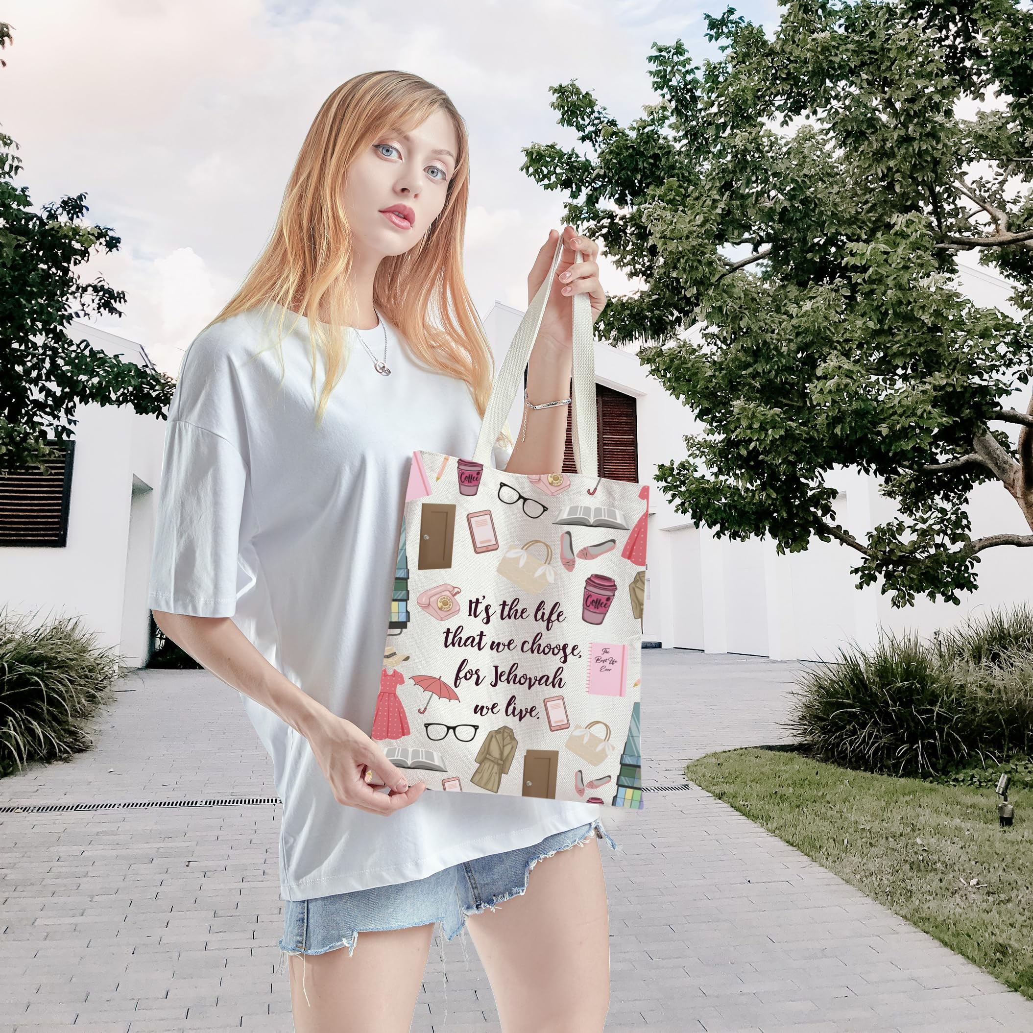 Jehovah Witness JW Christian Canvas Tote Bag - Reusable Shopping Gift Bag for Bible Study, Church Events & Daily Use