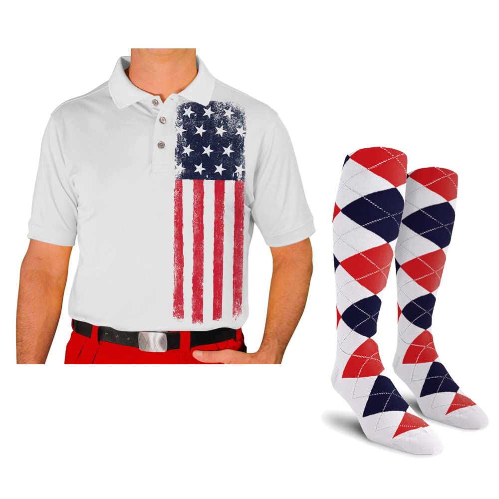 Men's Homeland Golf Shirt with Socks - Breathable Polo Shirt & Comfortable Socks Set for Golfing, Casual Wear & Outdoor Activities