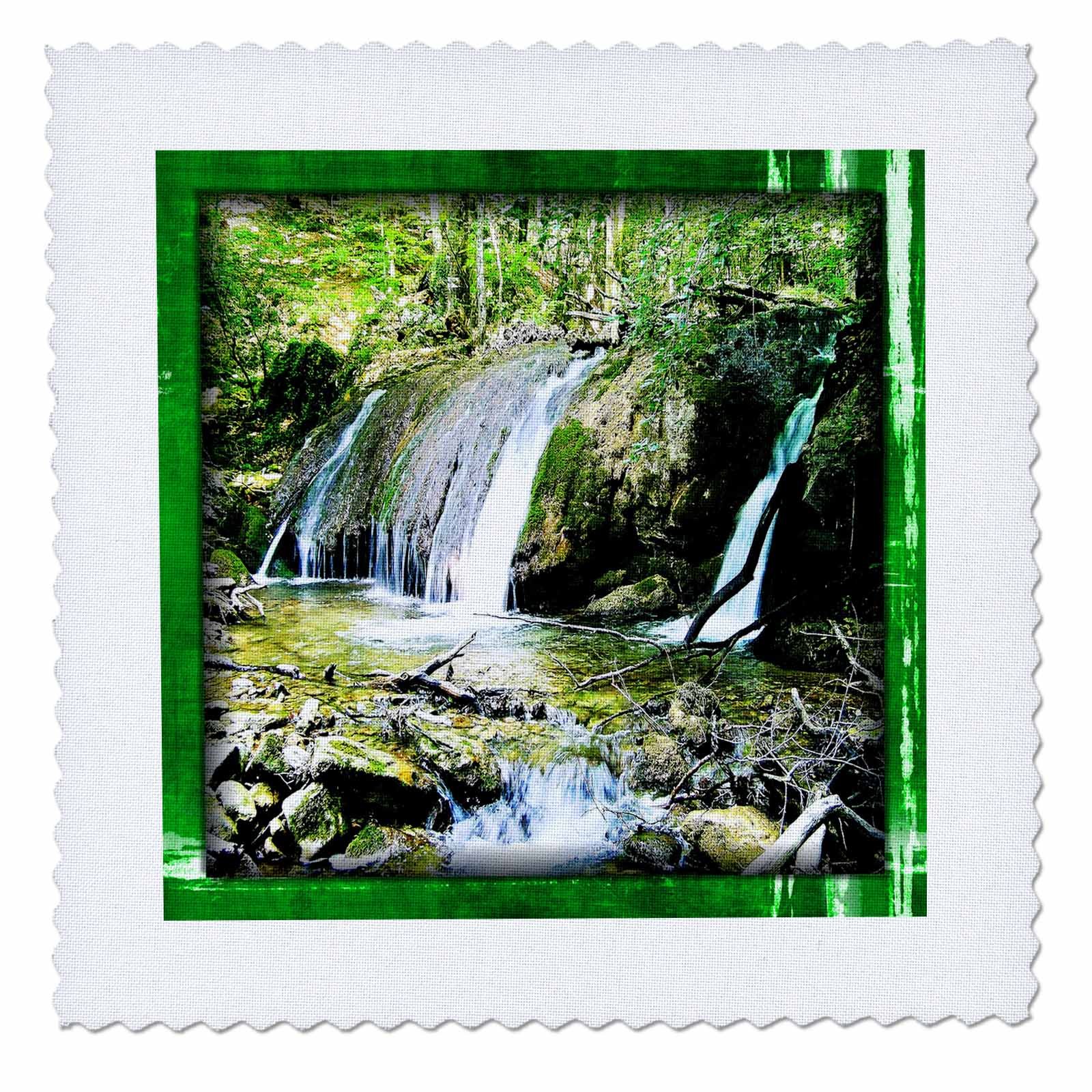 3dRose qs_34044_3 Crimean Waterfalls Quilt Square - 8x8 Inch Fabric Patch for DIY Quilting, Sewing & Home Decor Projects - Perfect for Blankets, Pillows & Wall Art