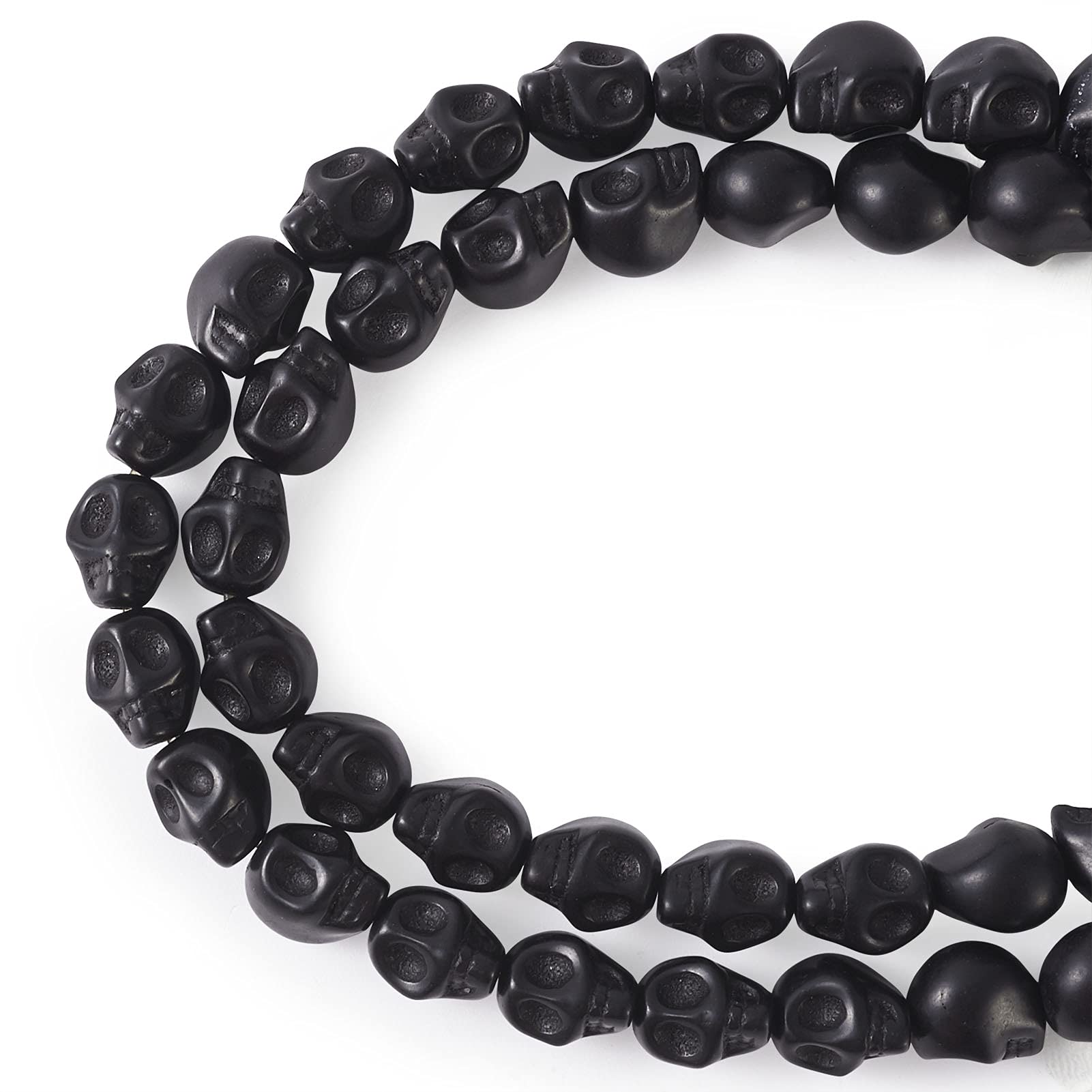 40Pcs Black Howlite Skull Head Beads - Halloween Skeleton Loose Beads for Jewelry Making, DIY Crafts & Party Decorations - Perfect for Necklaces, Bracelets & Spooky Halloween Decor