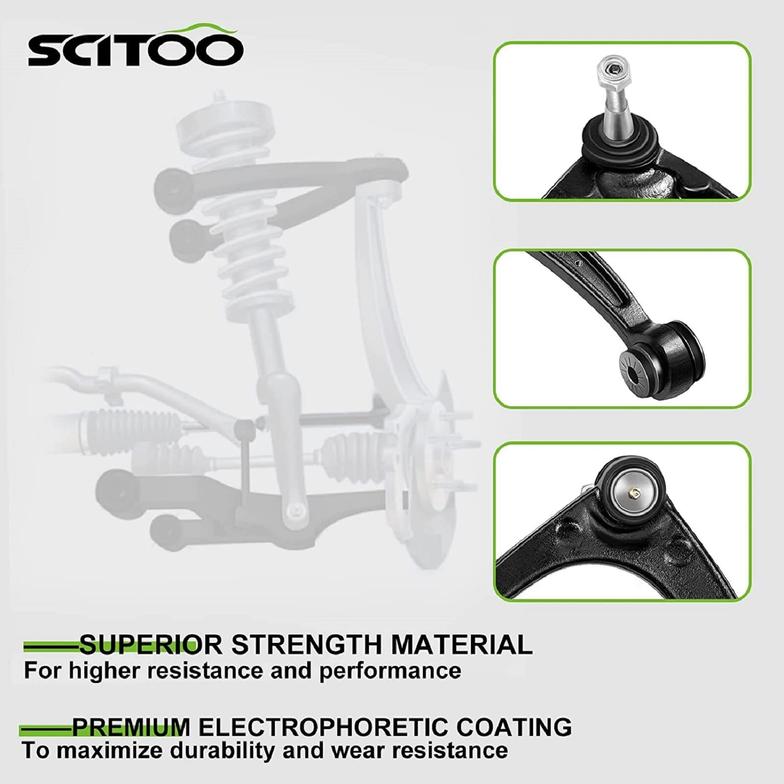 SCITOO 6-Piece Front Suspension Kit - 2 Inch Leveling Lift with Sway Bar Links, Struts & Shocks - Complete Assembly for 2006-2008 Dodge Ram 1500 (171111 F K80821) - Perfect for Off-Roading & Truck Leveling Upgrades