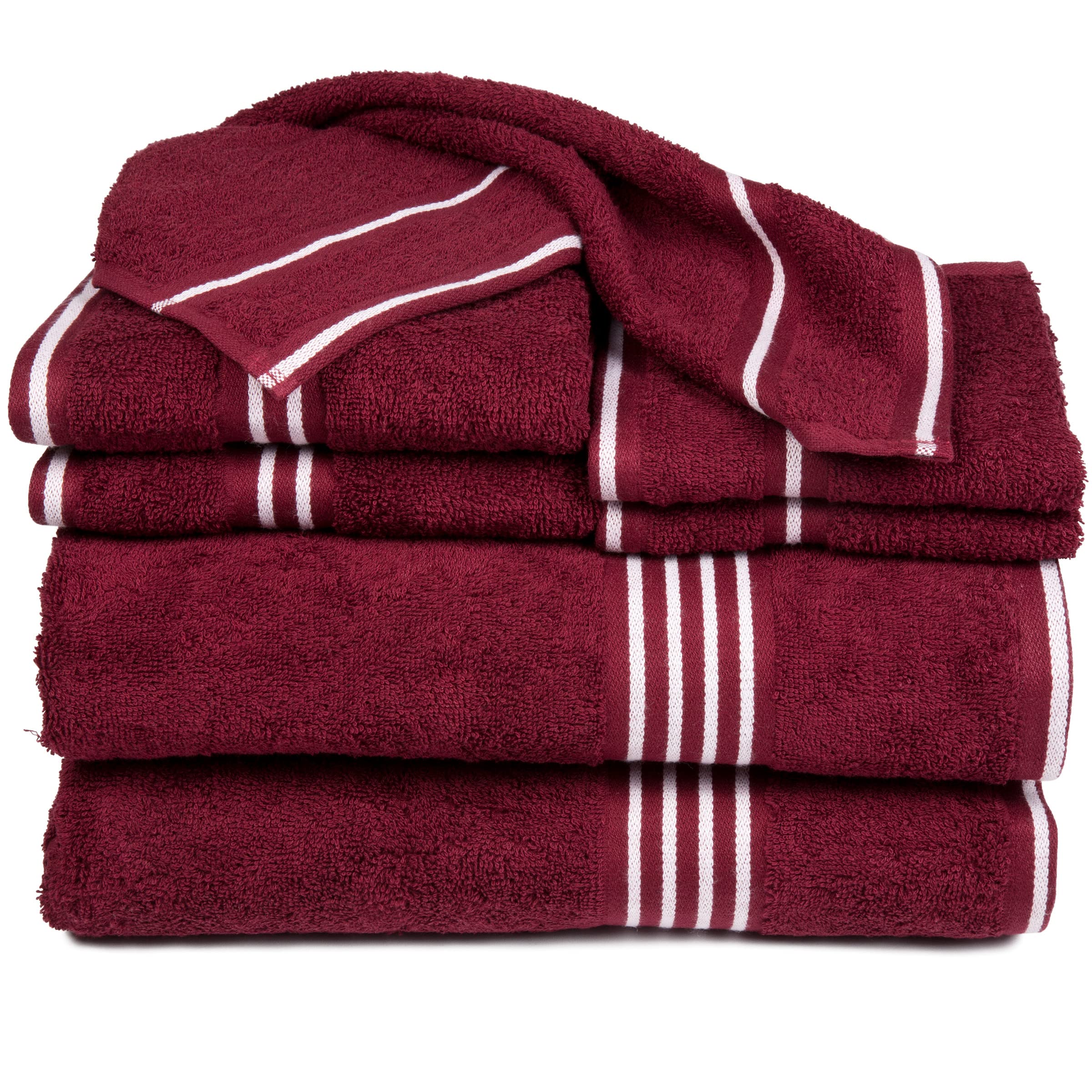 Premium 8-Piece Cotton Bath Towel Set - 2 Bath Towels, 2 Hand Towels, 2 Washcloths & 2 Fingertip Towels for Spa, Bathroom & Luxury Home Decor - Soft & Absorbent by Lavish Home (Burgundy)