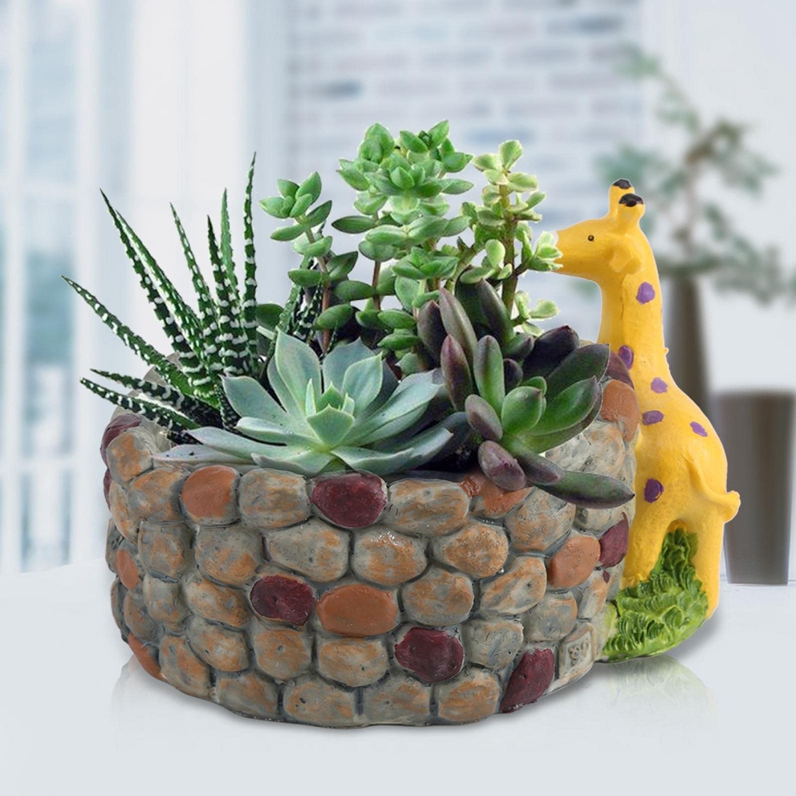 Creative Resin Succulent Planter Basket - Decorative Flower Pot for Herbs, Succulents & Indoor Plants - Perfect for Home, Garden & Office Decor