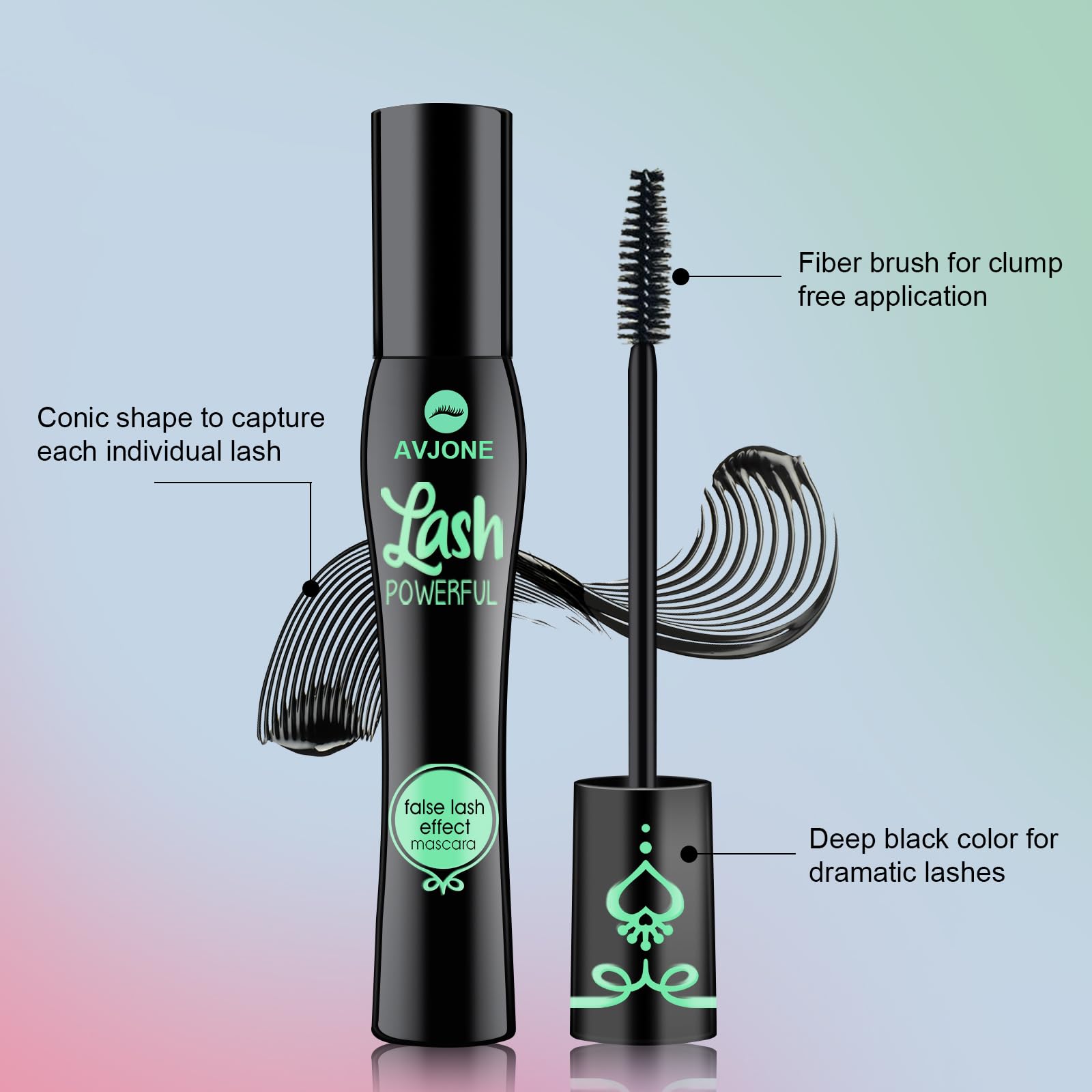 False Lash Effect Mascara - Volumizing & Lengthening Waterproof Mascara | Cruelty-Free, Paraben-Free & Vegan | 1 Pack for Natural Everyday Look & Special Occasions