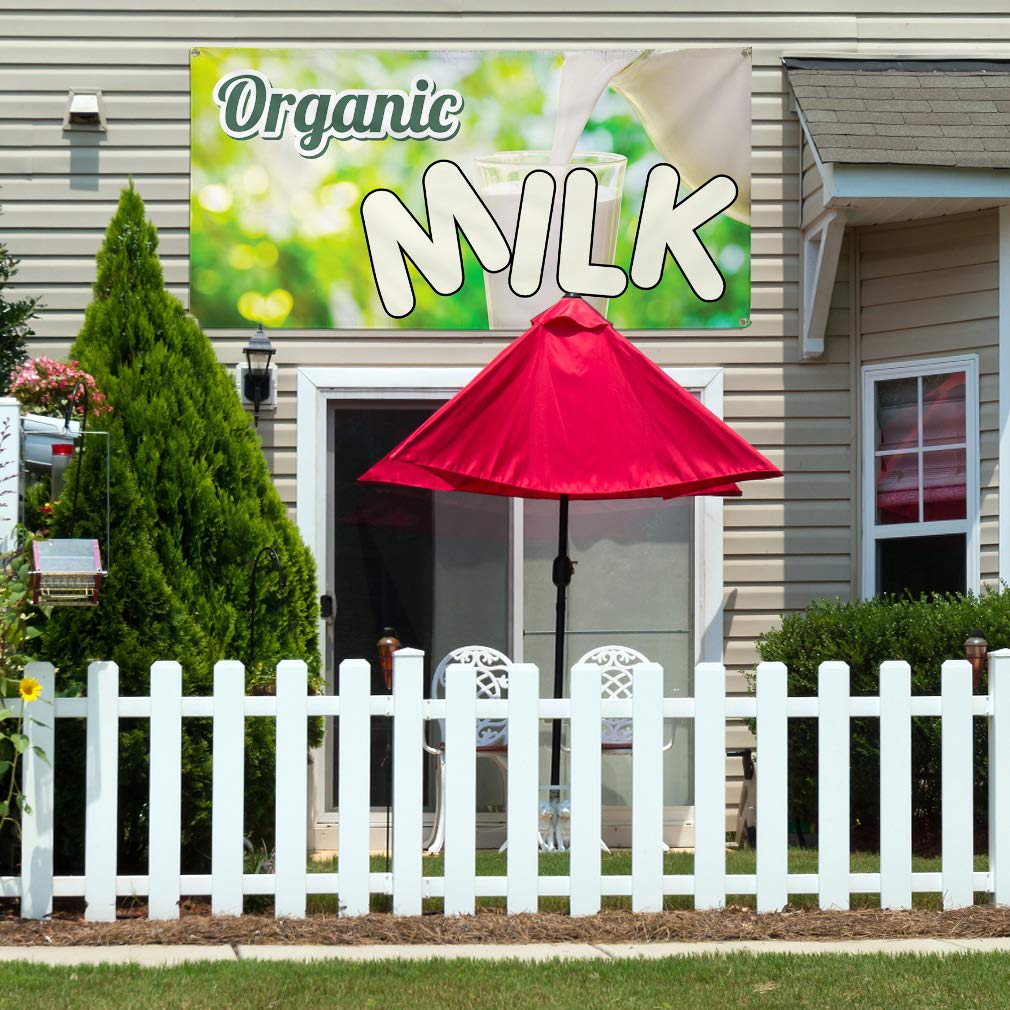Premium Vinyl Banner - 60x144 Inches, Weatherproof Outdoor Advertising Sign with 10 Grommets for Milk & Beverage Promotion | Ideal for Farmers Markets, Dairy Displays & Industrial Yard Signs