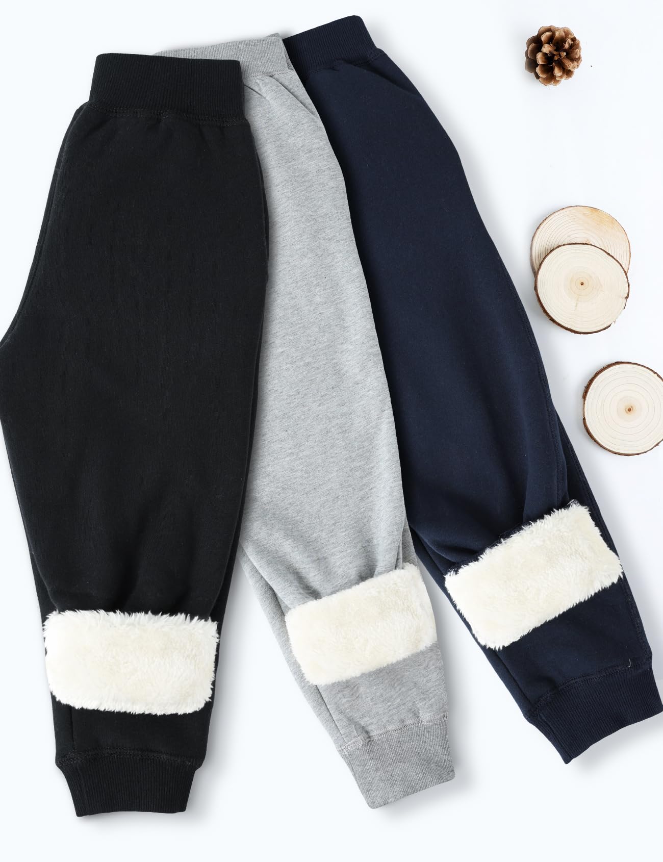 Gihuo Unisex Winter Warm Sherpa Lined Sweatpants Joggers for Boys & Girls - Cozy Fleece-Lined Lounge Pants for Cold Weather, Outdoor Activities & Casual Wear