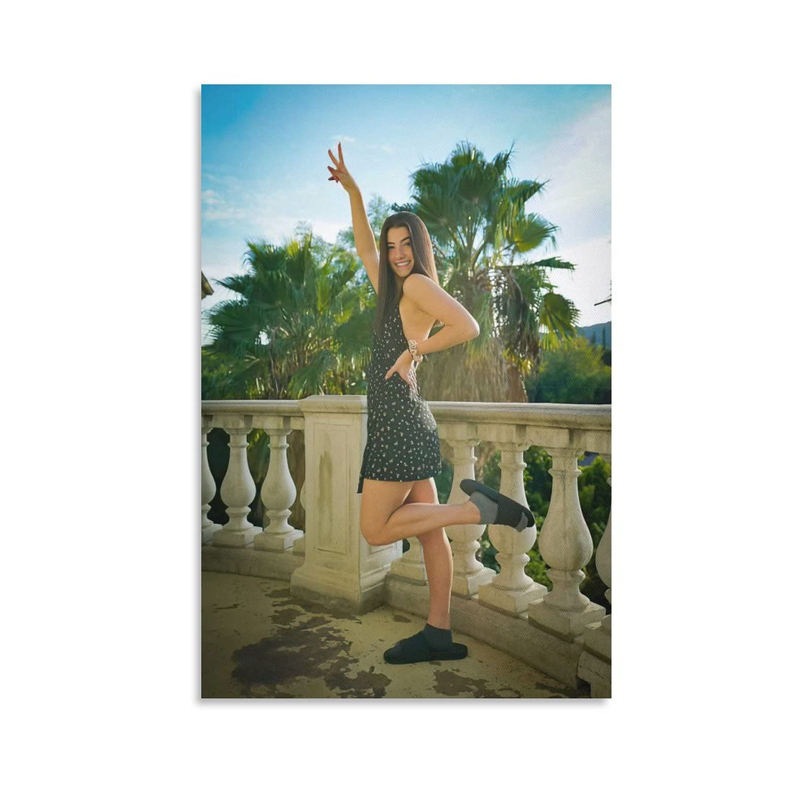 Charli D'Amelio Poster - American Influencer Wall Art, Canvas Print for Fans (12x18 inches, 30x45cm) - Perfect for Bedroom Aesthetic, Home Decor & TikTok Fan Gifts | Framed or Unframed Options