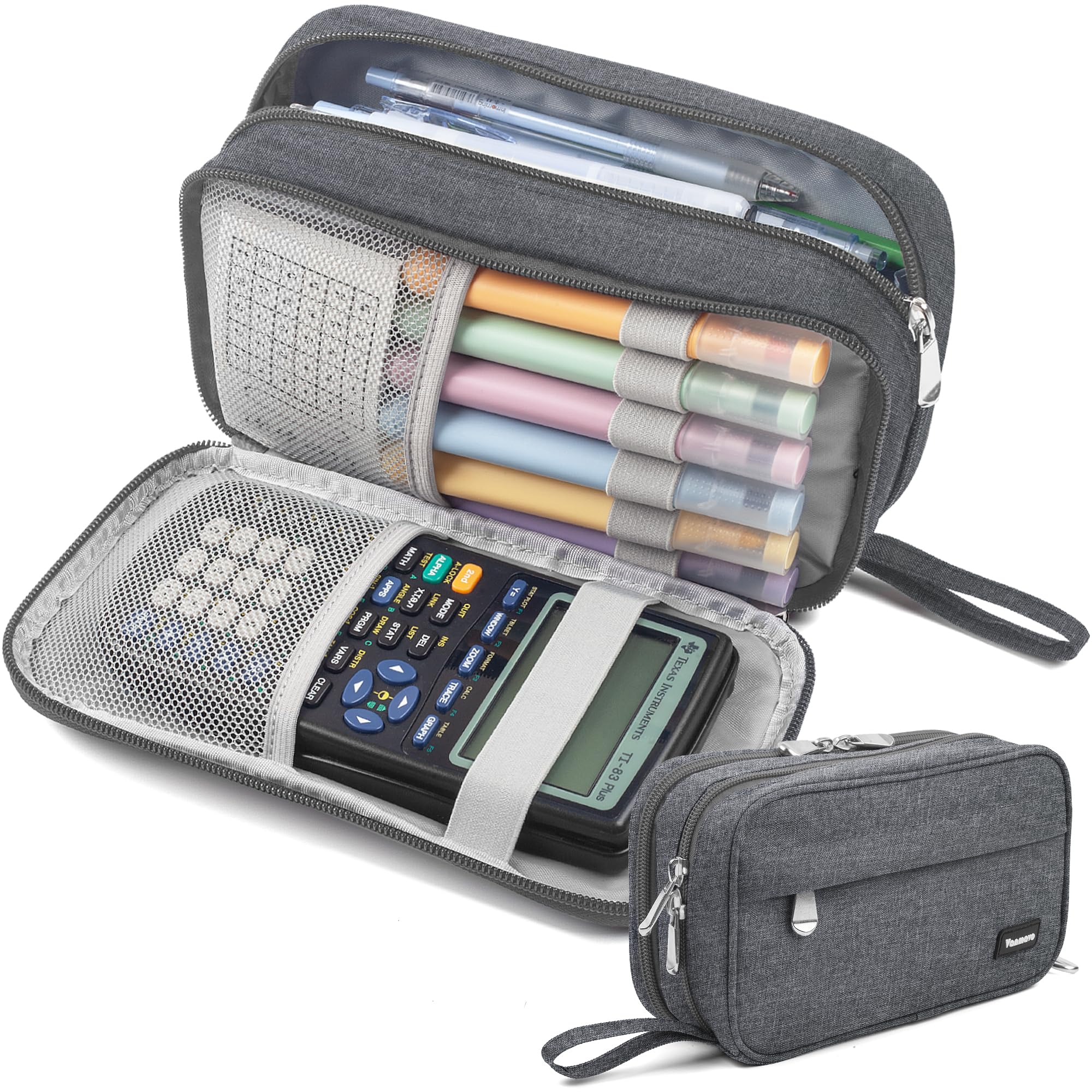 Large Capacity Pencil Case with 3 Compartments - Durable Zipper Pen Pouch for School, Office & Travel - Perfect Organizer for Markers, Pens & Stationery (Ideal for Students, Kids & Adults) - Great for Backpacks, Desks & On-the-Go Use