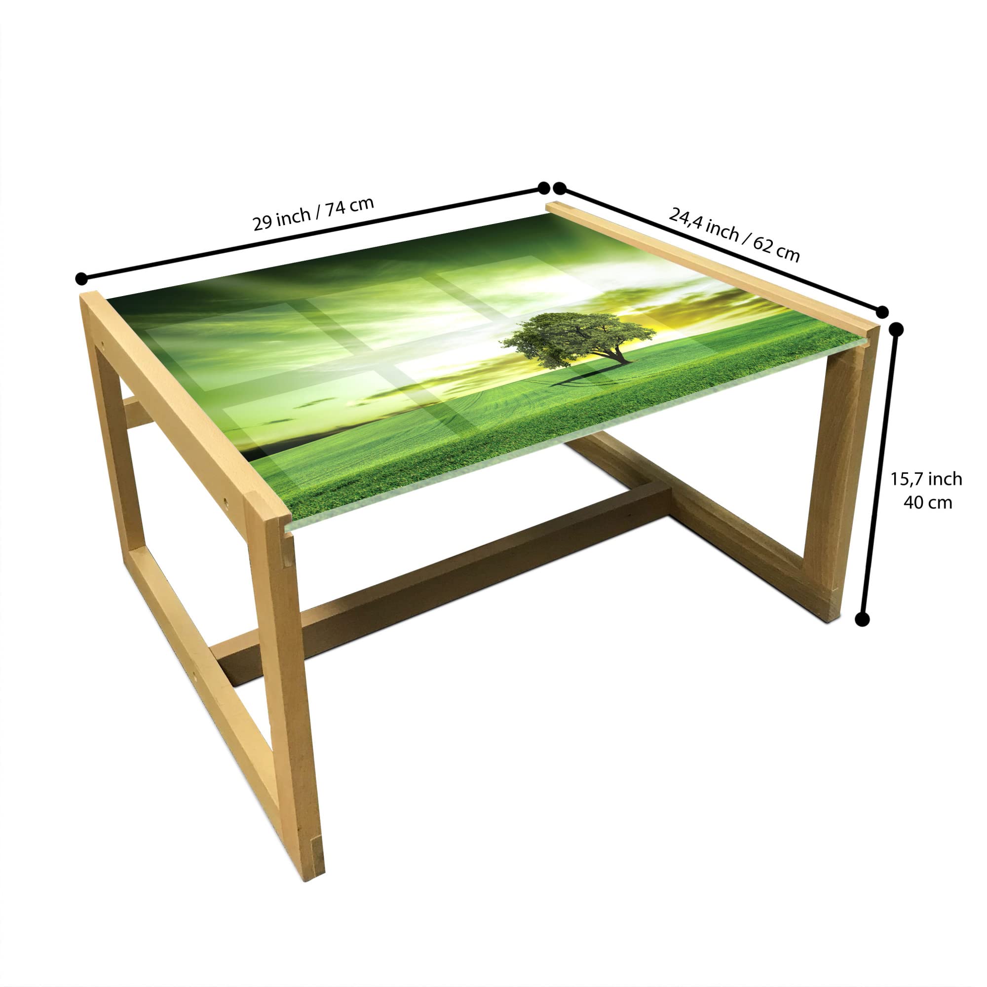Ambesonne Trees Coffee Table - Monochrome Nature Wooden Frame for Office & Home Decor