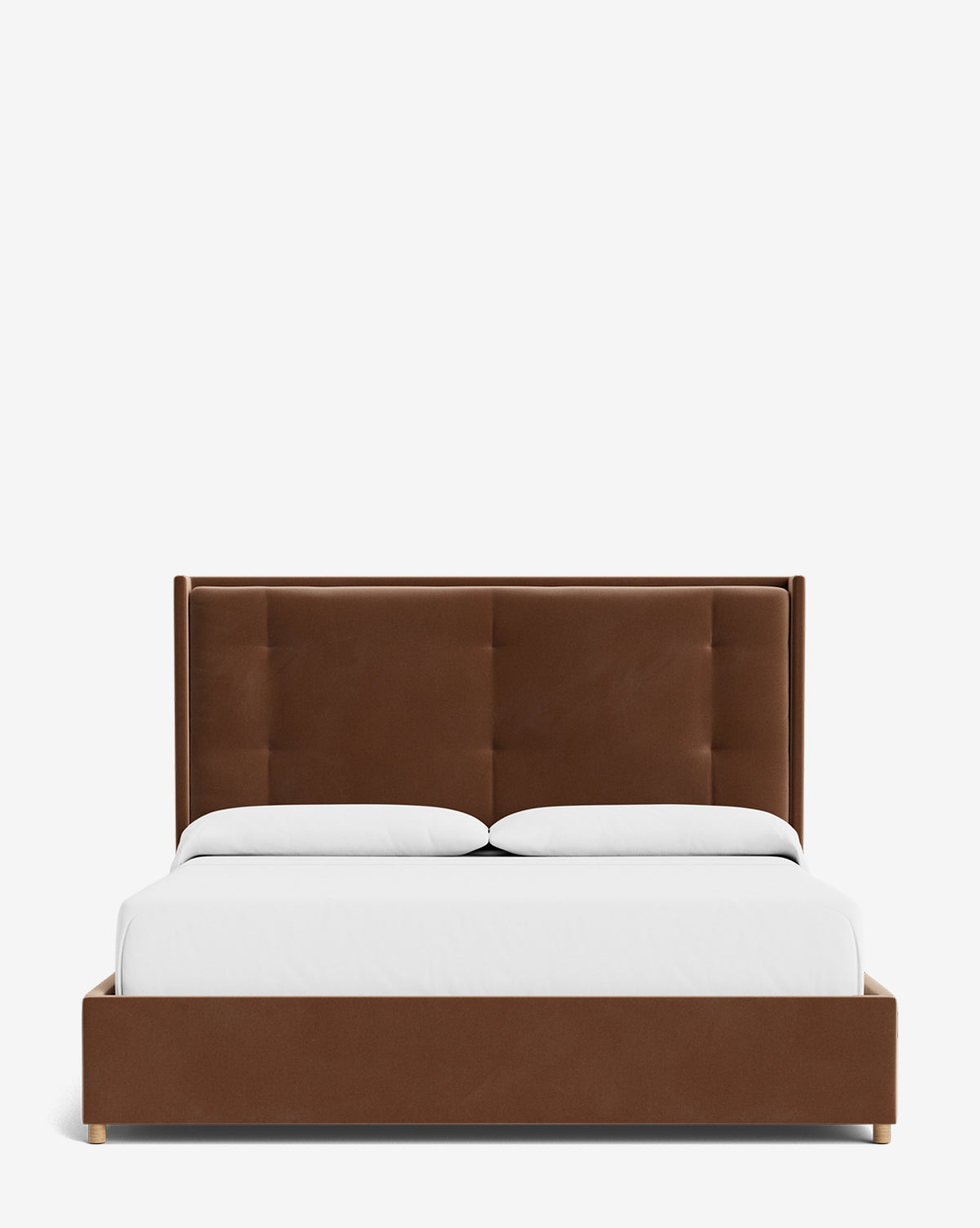Luxury Ria Upholstered Bed Frame - Queen Size Platform Bed with Soft Fabric Headboard - Modern Bedroom Furniture for Master & Guest Rooms