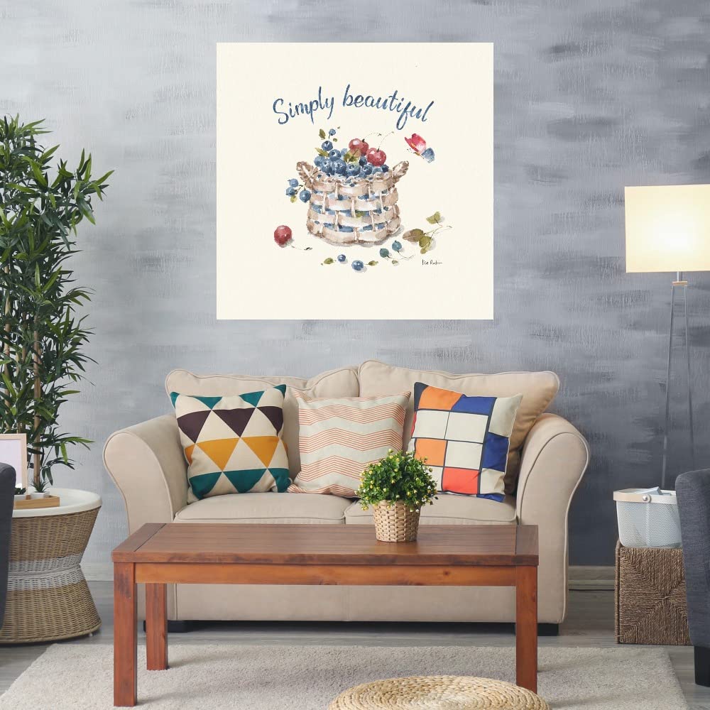 Summer Garden XIV Canvas Wall Art Print by Lisa Audit - 32x32 Inch Ready to Hang Painting for Living Room, Bedroom, Bathroom & Office Decor - Perfect for Home, Kitchen, Dining Room & Bar Wall Decor