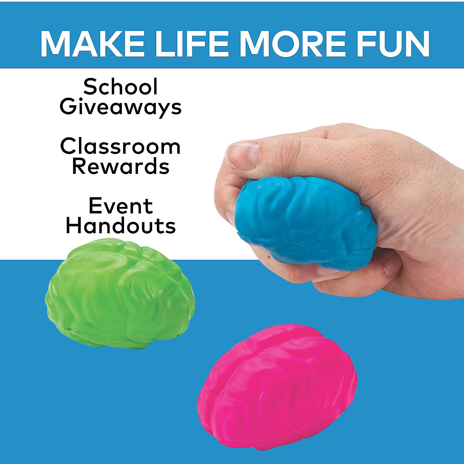 12-Pack Brain-Shaped Stress Balls - Squeeze & Relieve Anxiety - Fun Office & School Stress Relief Toys for Adults & Kids - Perfect for Desk, Classroom, or Home Use