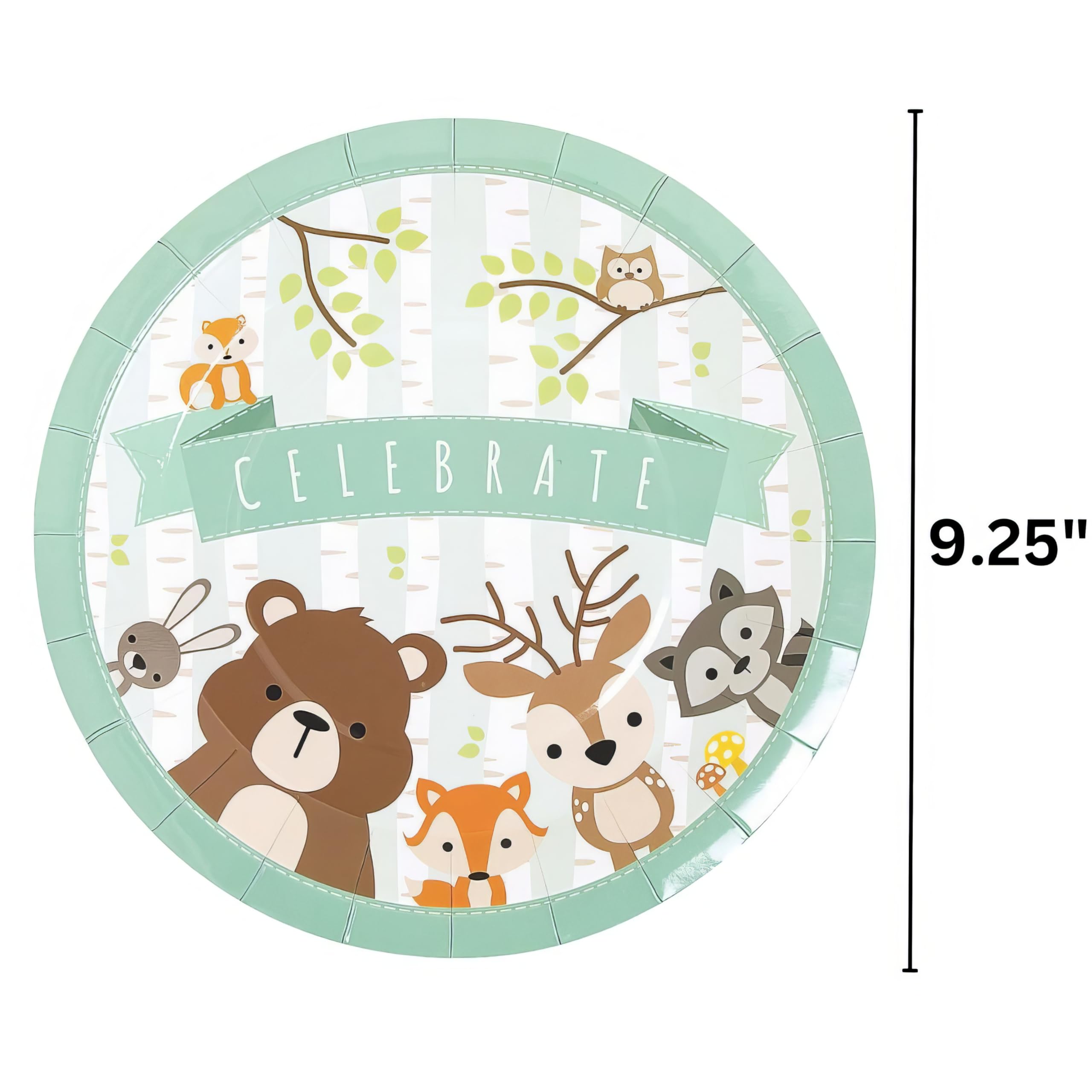 Woodland Animal Theme Party Plates - 8 Pack Disposable Paper Dinner Plates for Birthday, Baby Shower & Celebration - Cute Forest Animal Decorations - Perfect for Kids Parties, Picnics & Outdoor Events