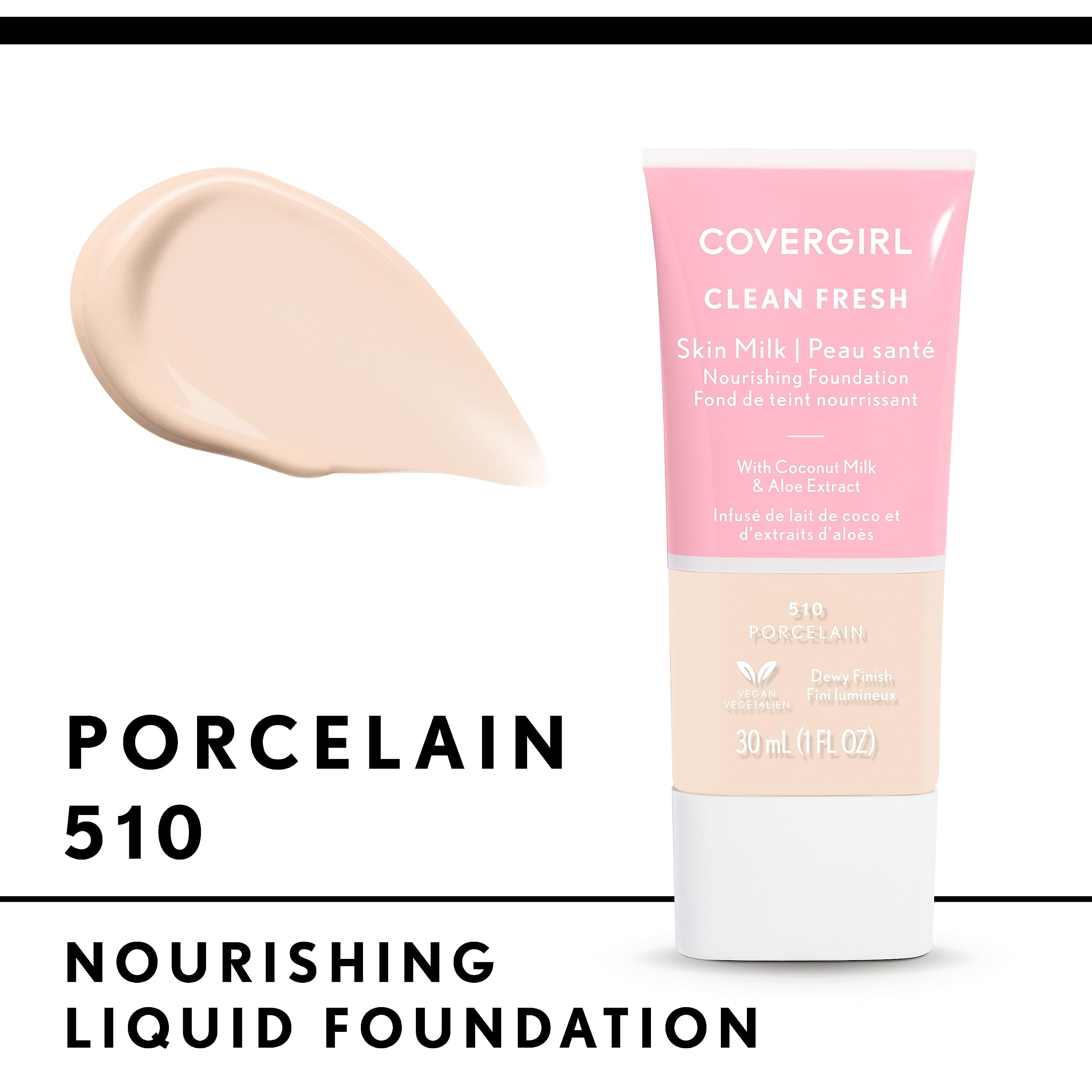 COVERGIRL Clean Fresh Skin Milk Foundation - Hydrating Vegan Makeup for Glowing Skin (1 Count, Packaging May Vary) | Perfect for Daily Wear & Natural Makeup Looks