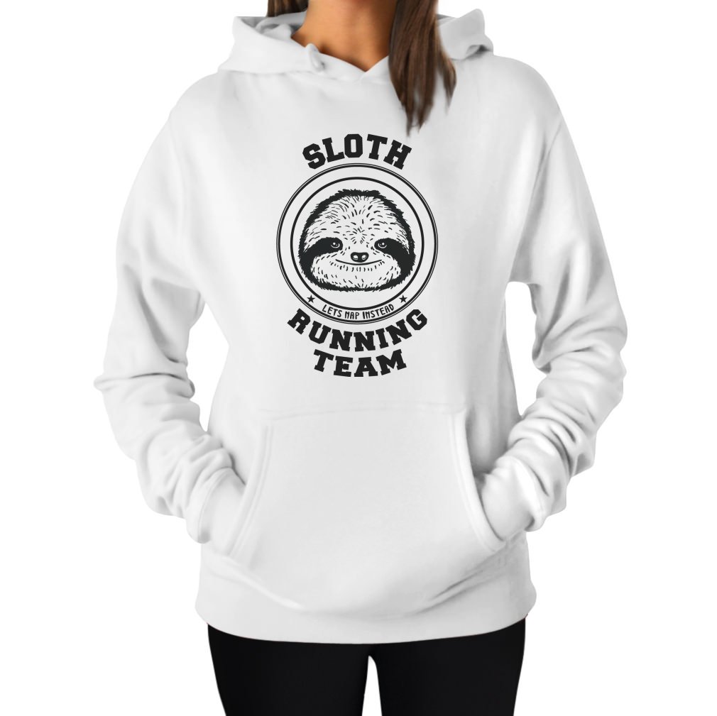 Tstars Sloth Running Team Hoodie - Funny Novelty Sweatshirt for Women | Cute Animal Loungewear, Casual Outfit & Gift Idea for Runners, Gym Enthusiasts