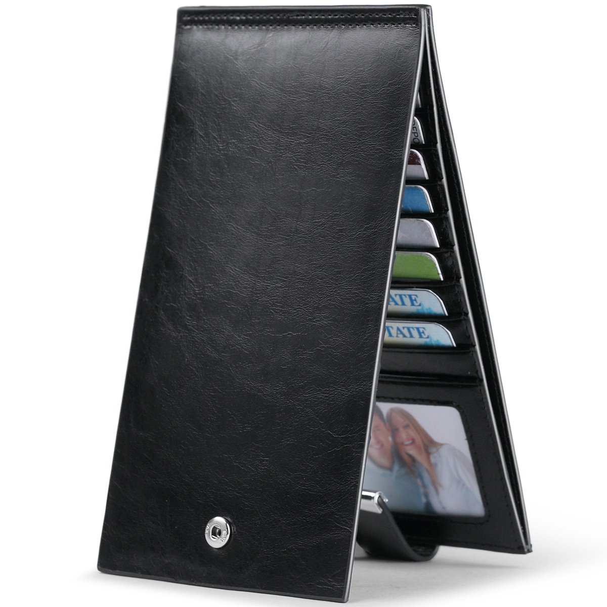 Genuine Leather RFID Blocking Women's Credit Card Holder with Long Zipper - Slim Wallet for Travel, Shopping & Everyday Use