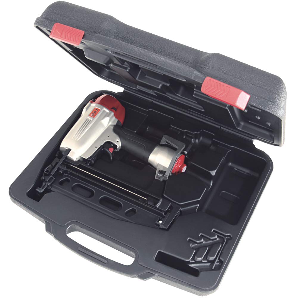MAX USA CORP SuperFinisher NF565A/16 16 Gauge Straight Finish Nailer - Up to 2-1/2 Inch Nails - Red - Perfect for Trim Work, Cabinetry, and Fine Woodworking Projects