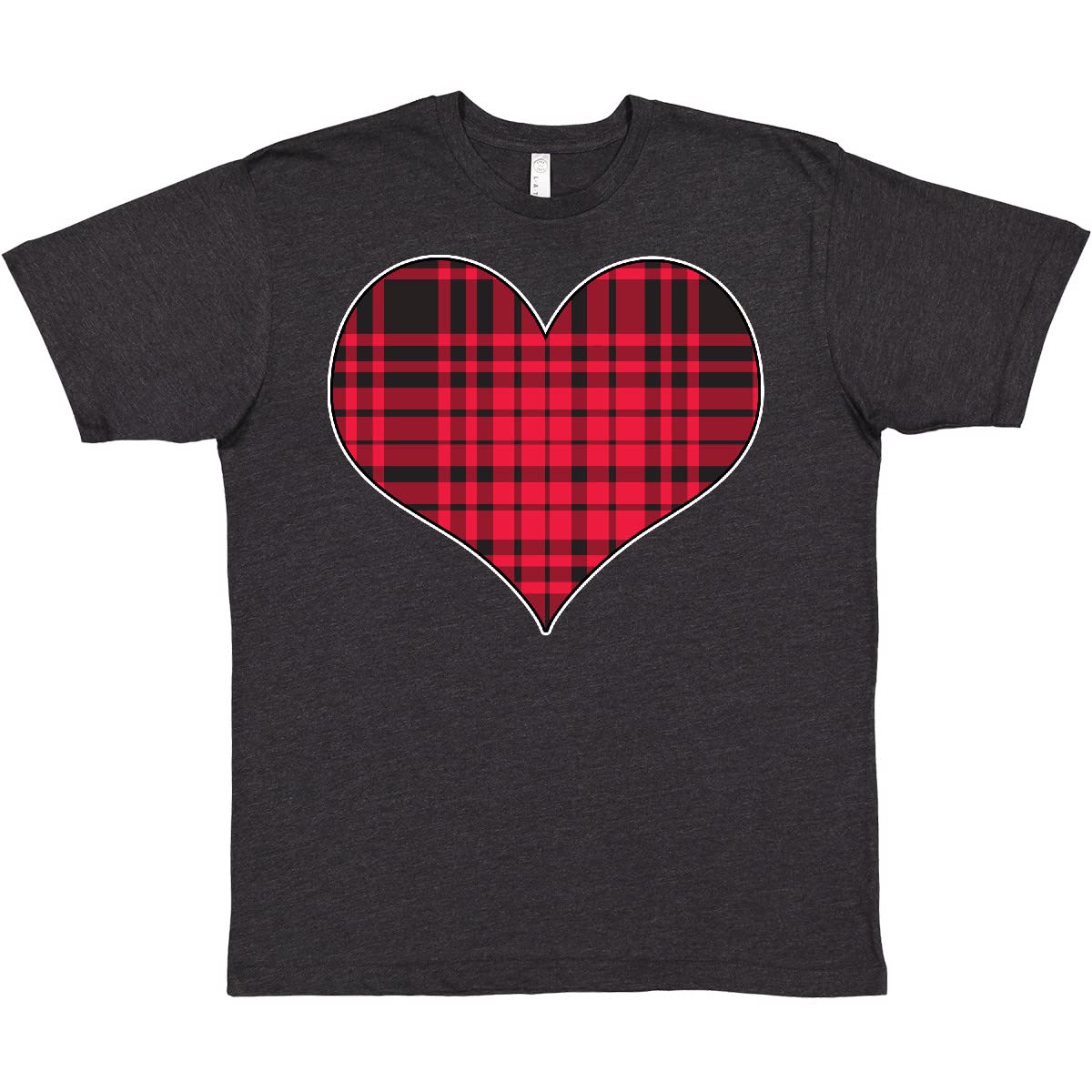 Inktastic Red Plaid Heart T-Shirt - Women's Casual Graphic Tee for Valentine's Day, Christmas & Everyday Wear - Cute Love Themed Top for Dates, Gifts & Casual Outfits