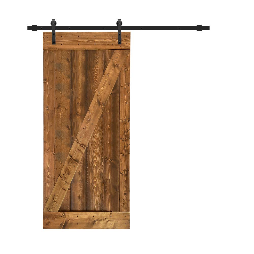 TMS Z Bar Solid Knotty Pine Wood Sliding Barn Door with Hardware Kit - 84